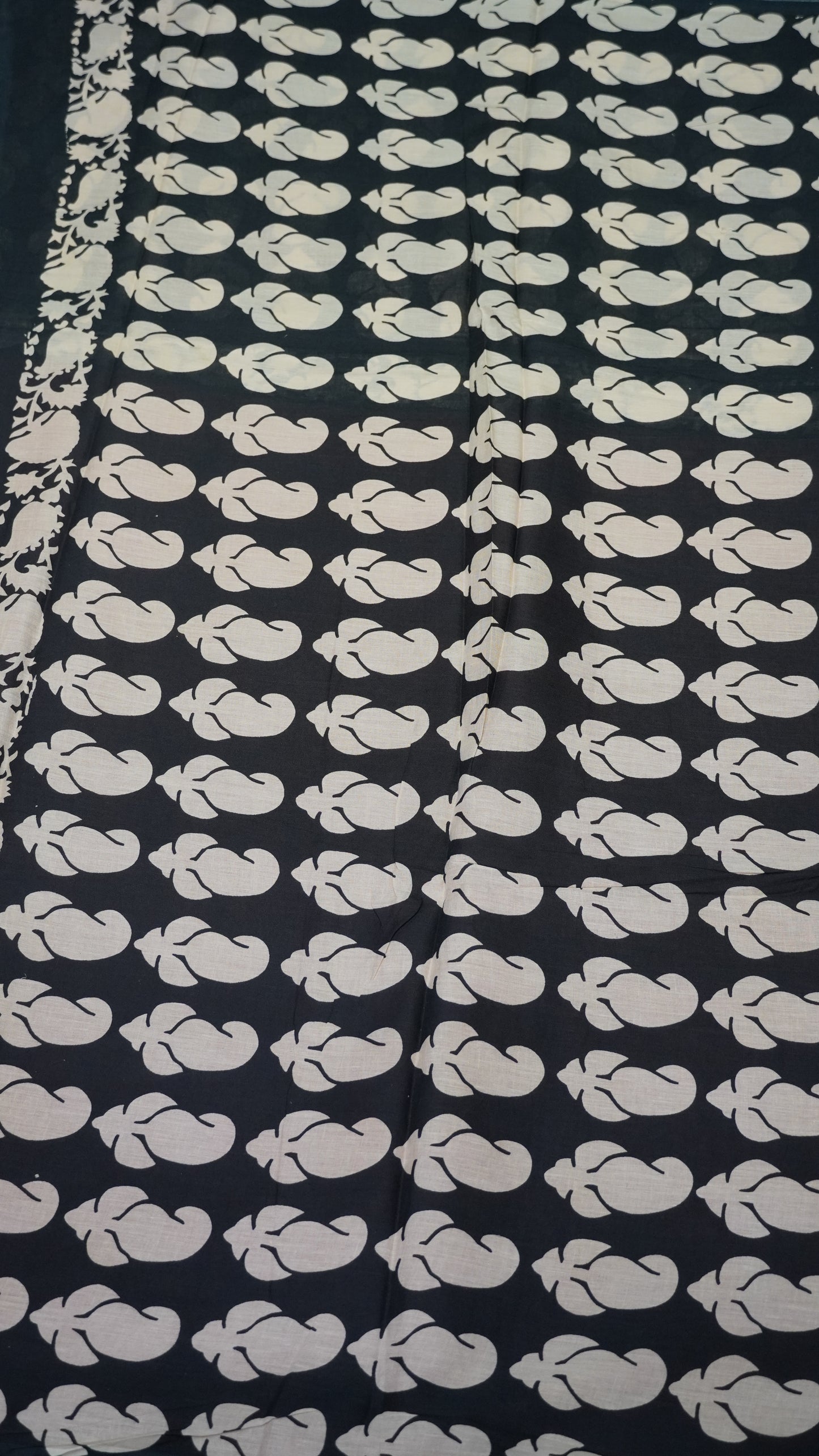 Mul Mul Cotton Saree Black