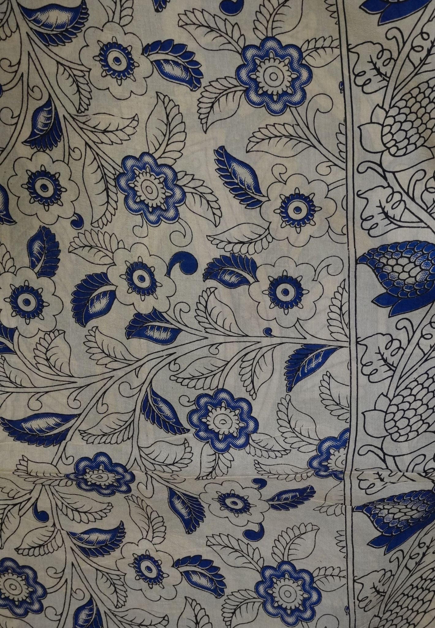 Kalamkari Silk Saree - Green - Beige (Copy)