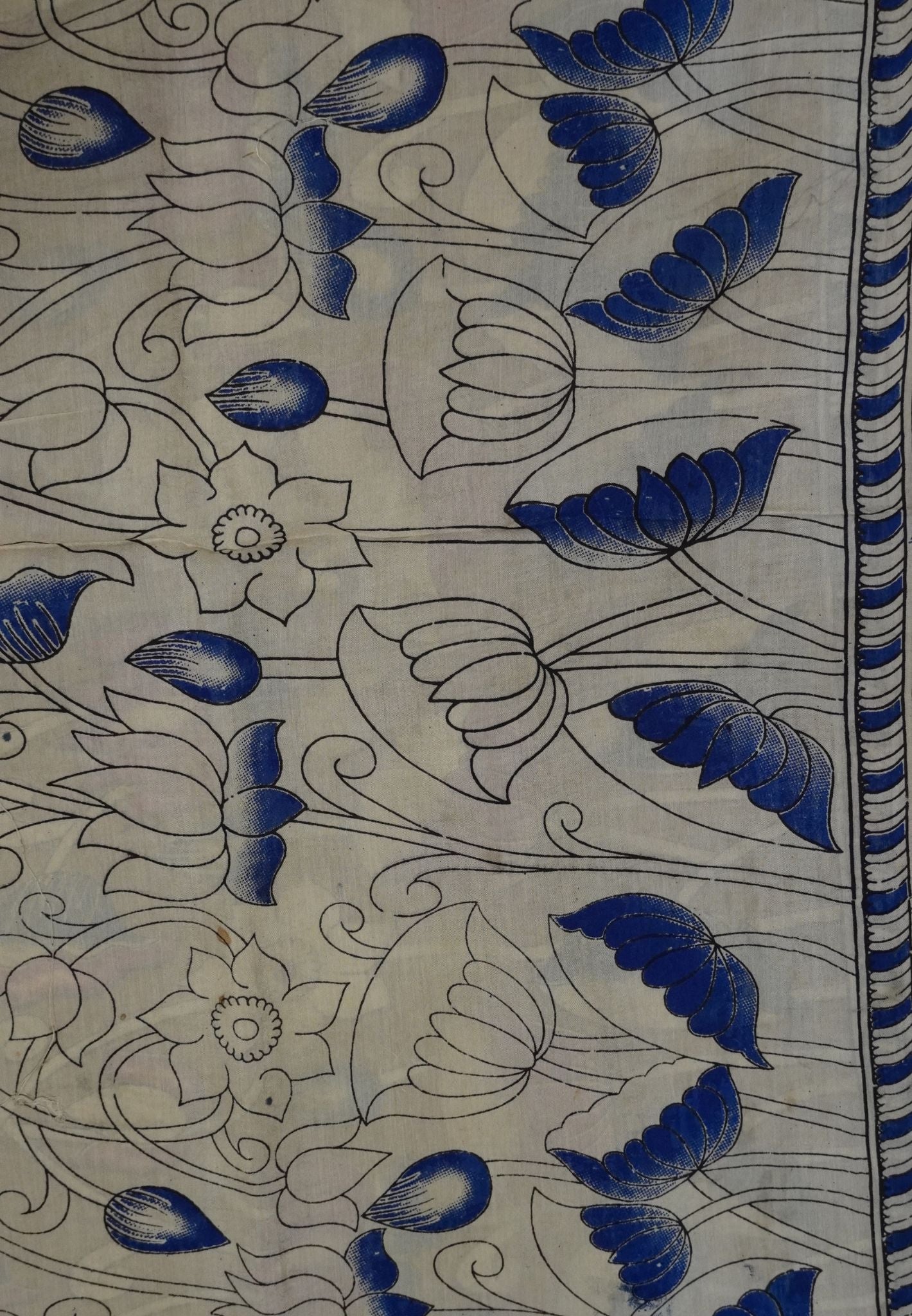 Kalamkari Cotton Saree - Dark Mustard