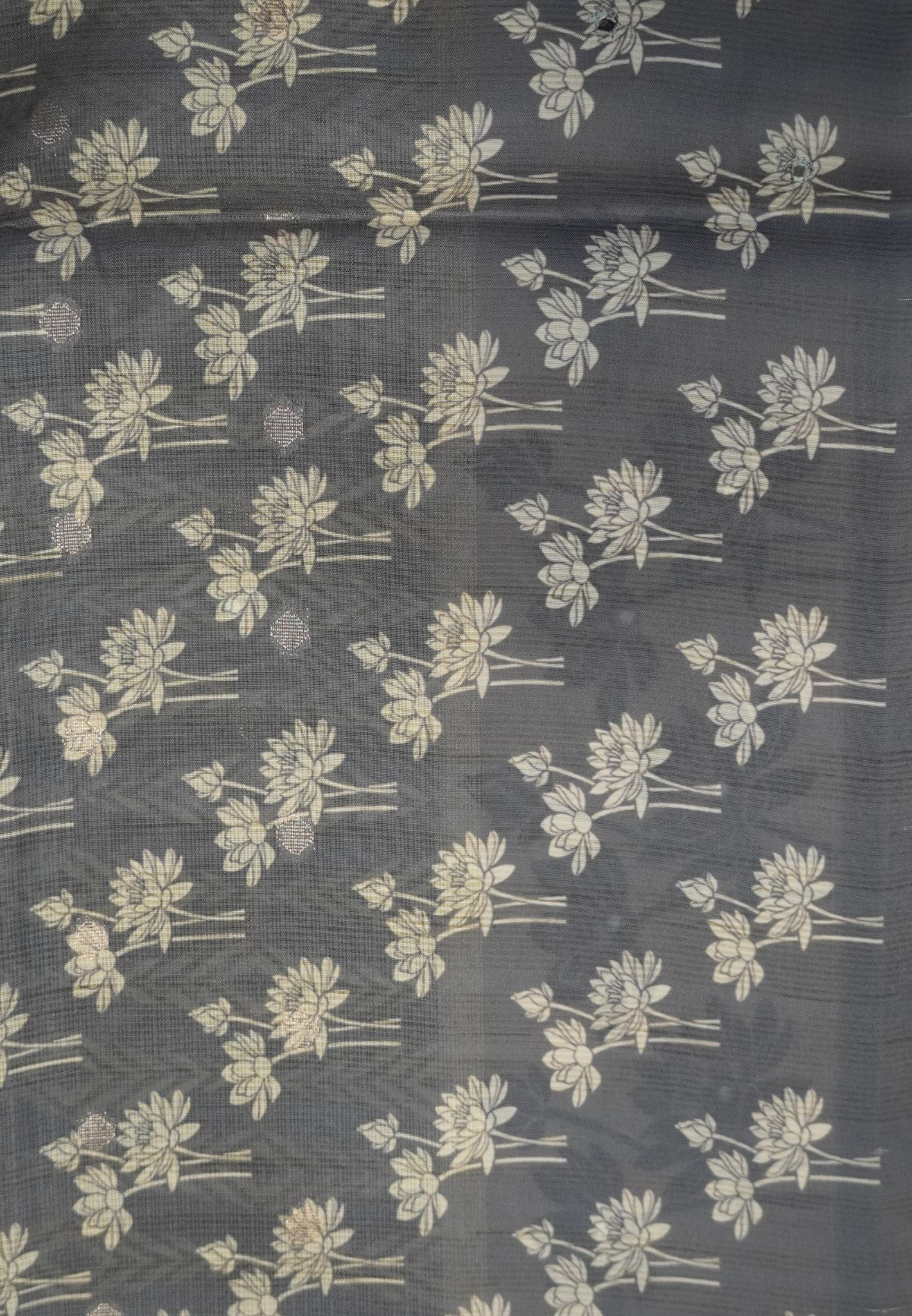 Tissue Kota Saree-Grey with Mirror Work