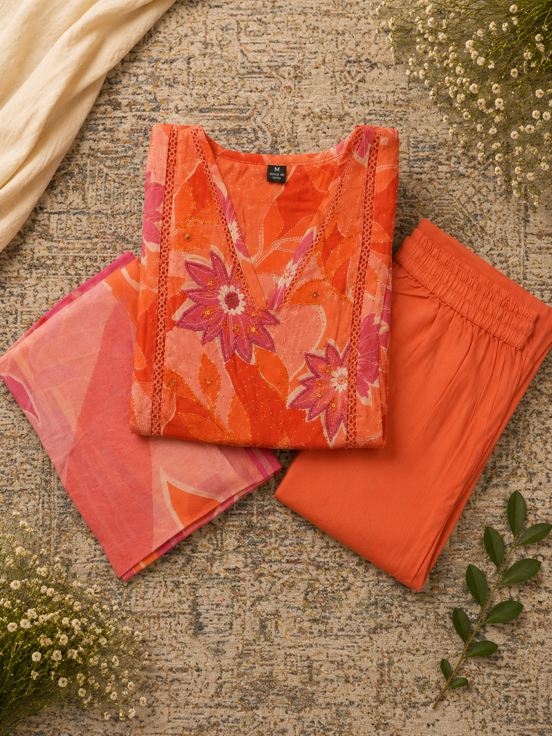 3 Pc Salwar Suit - Orange