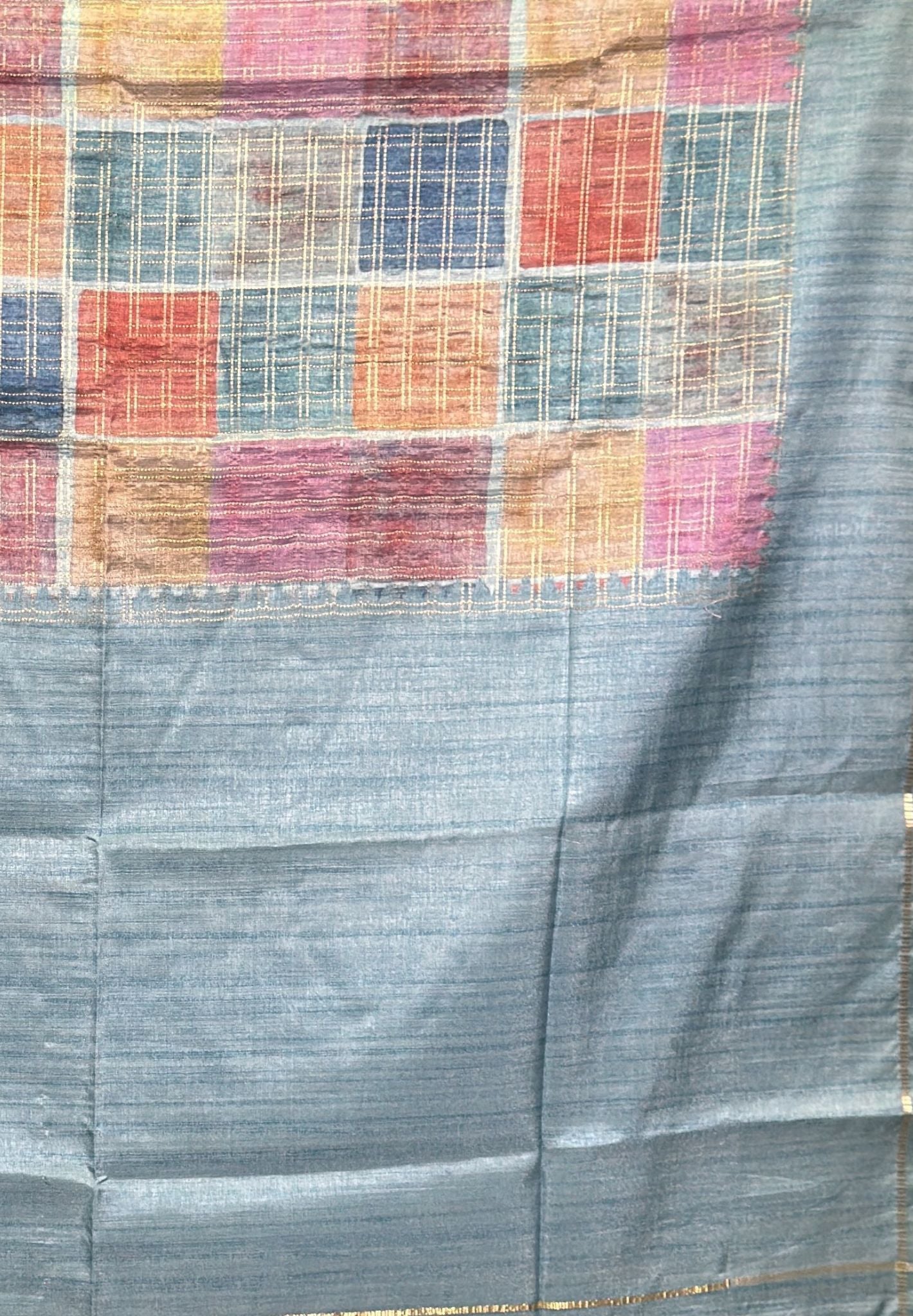 Matka Tussar Silk Saree-Sky blue