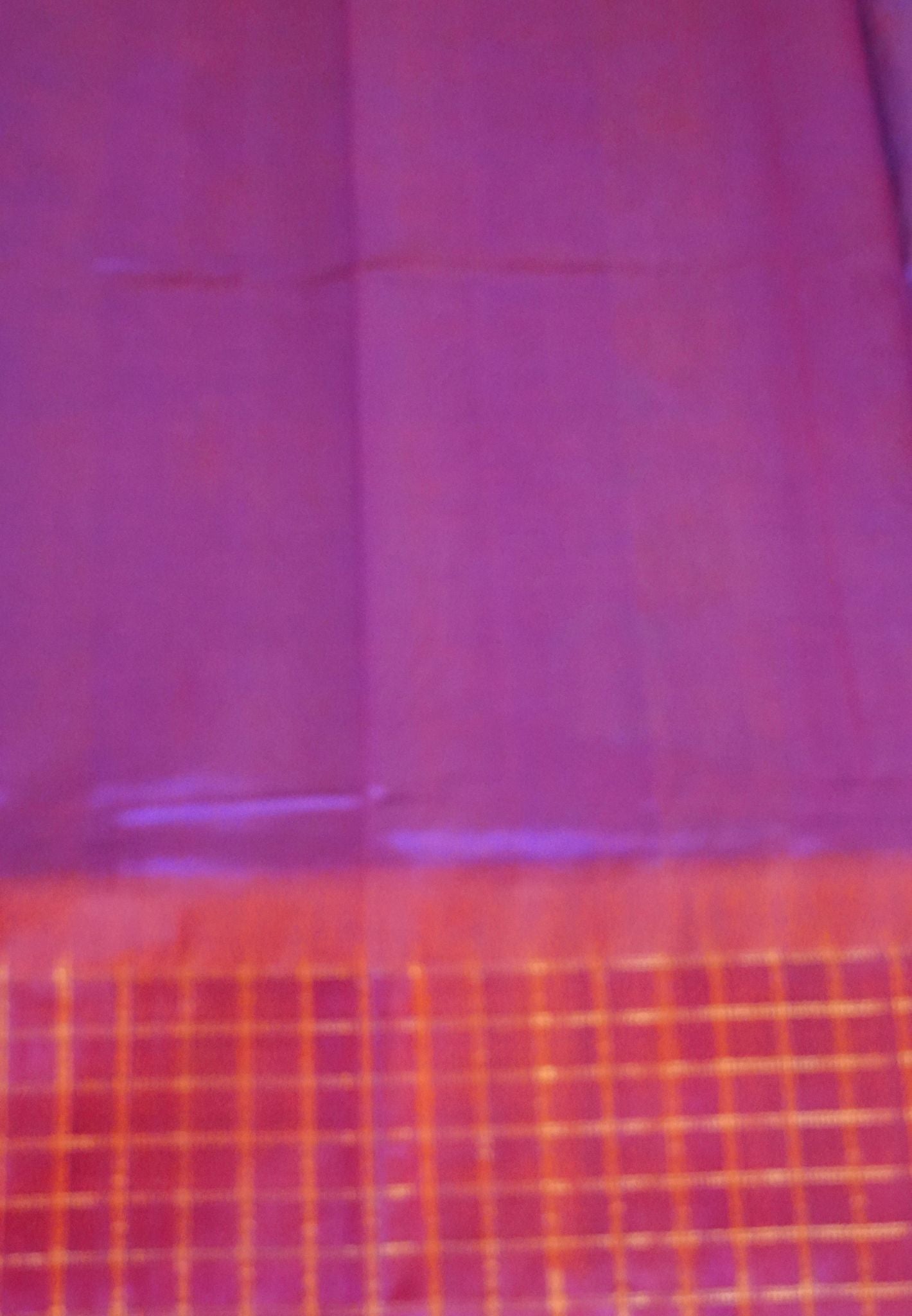 Silk Cotton Saree-Ramar Blue with pink Checkered Border