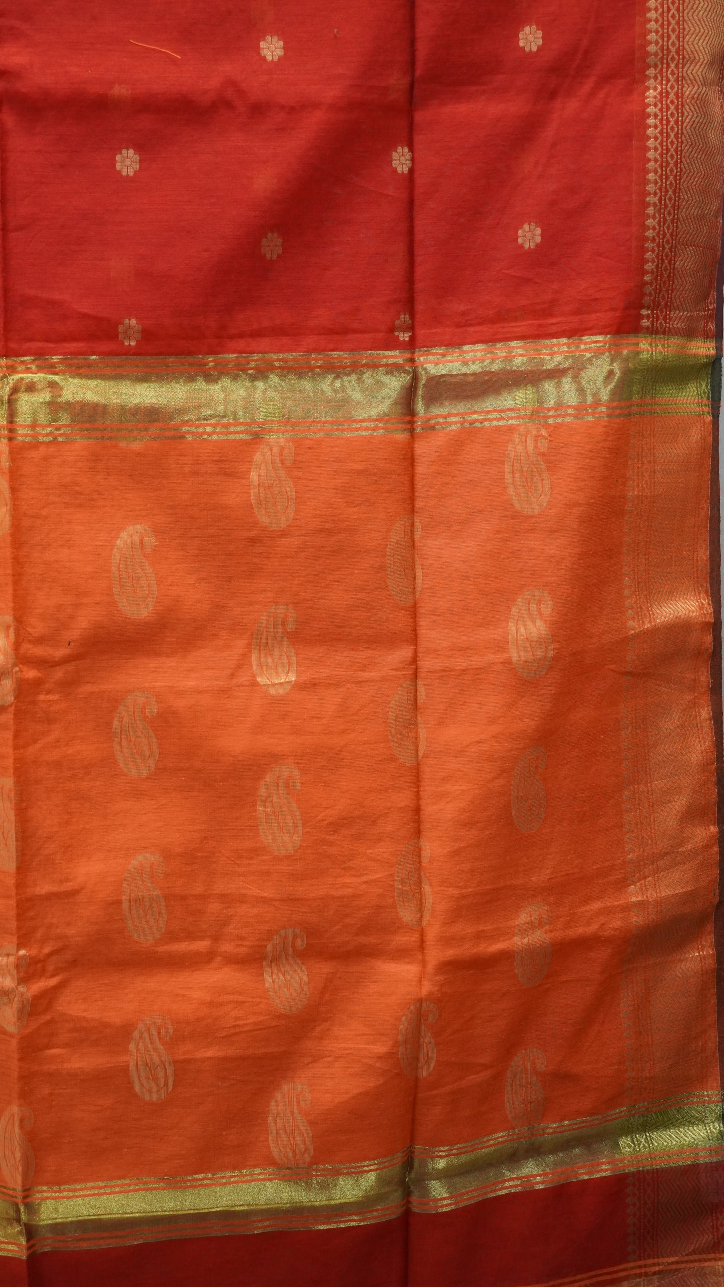 Maheswari Cotton Saree Flower Butta-Maroon