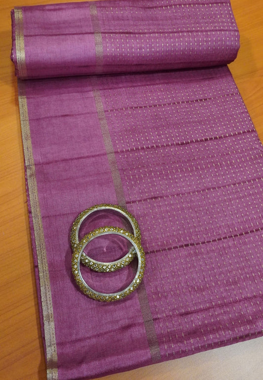 Semi Tussar Saree - Mini Zari Light Purple