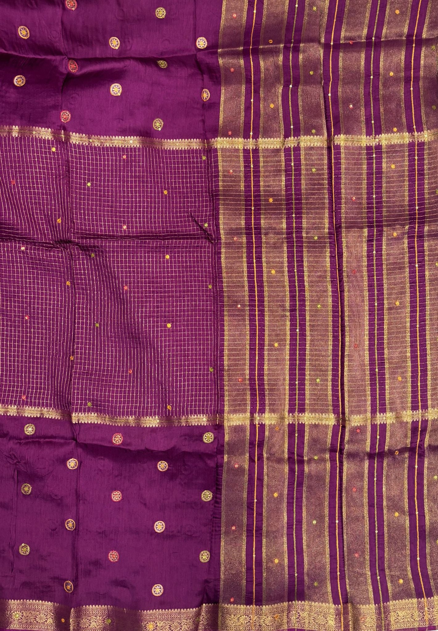 Viscose Saree-Purple In Fine Stripe Zari Border
