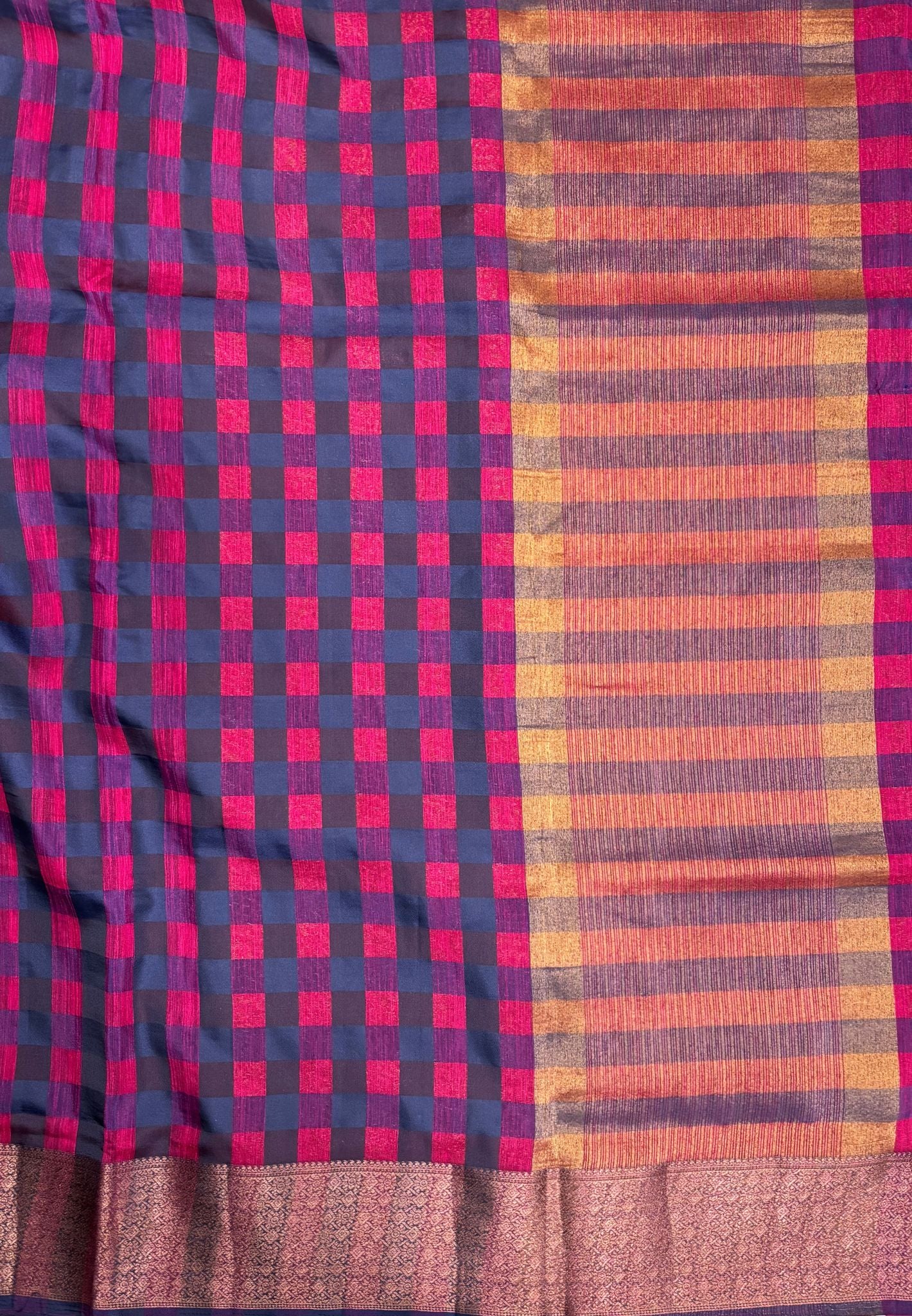 Bamboo Tussar Saree-Rani Pink In Palum Pazhamum Border