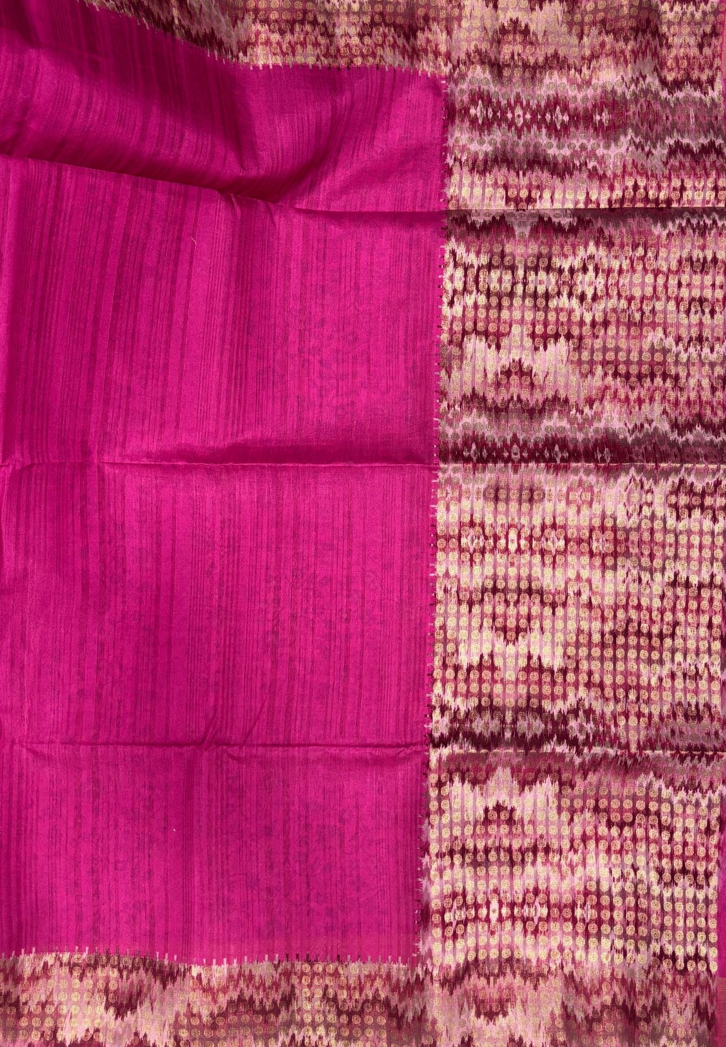 Semi Tussar Saree-Pink with Coin Zari Border