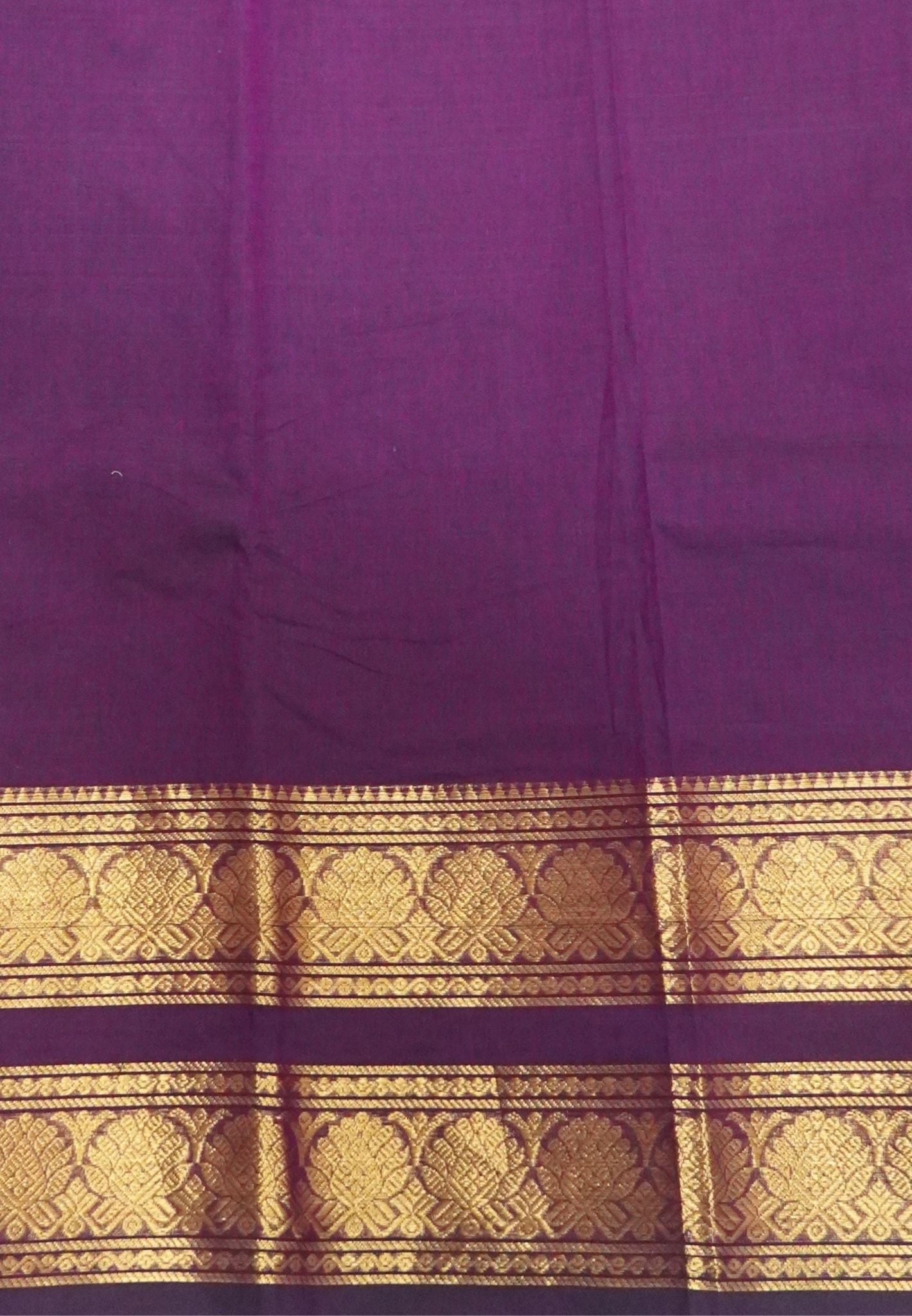 Chettinadu Cotton Saree-Wine with Floral Zari Border