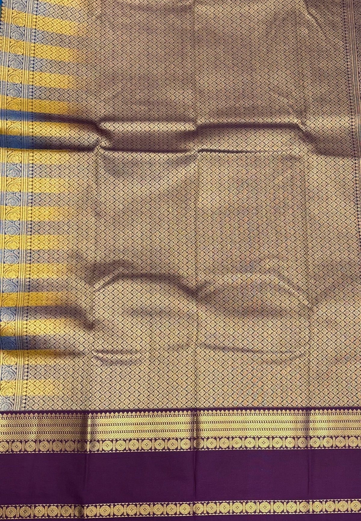 Budget Kanchipuram Saree-Sulphate Blue with Contrast Border
