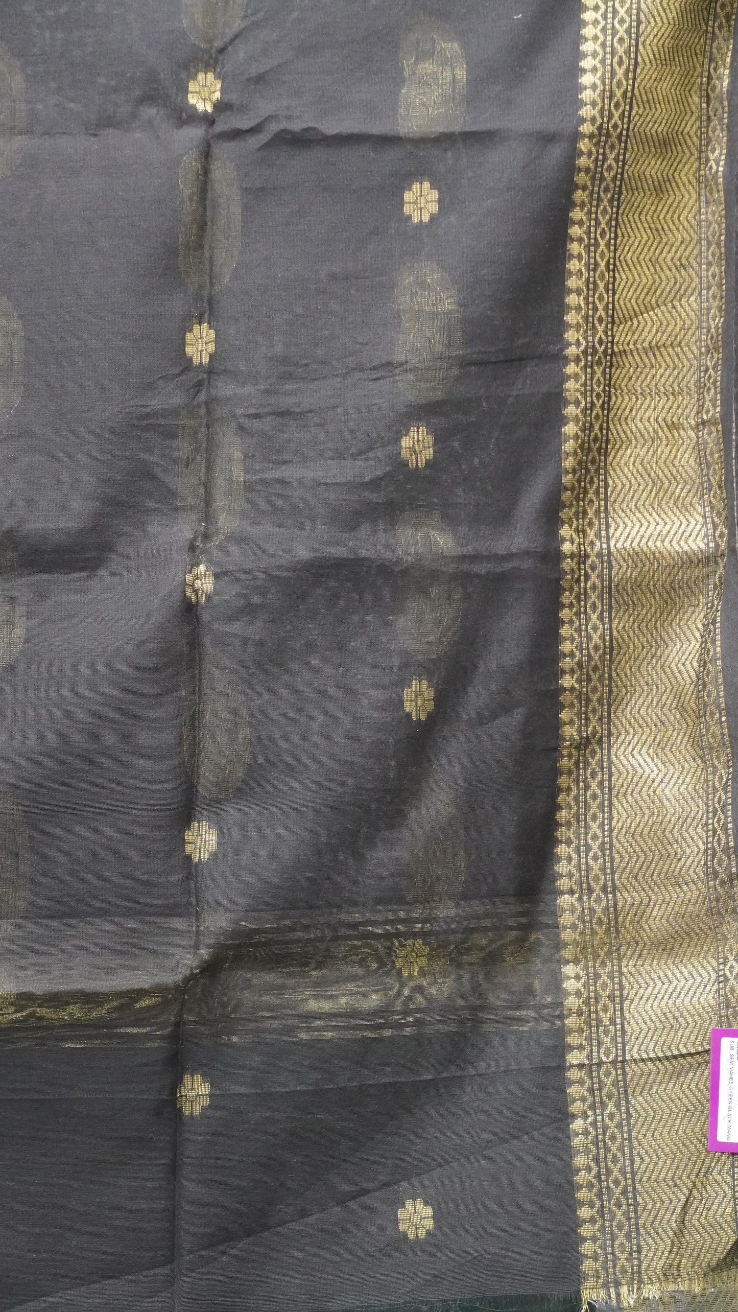 Maheswari Cotton Saree Flower Butta-Green