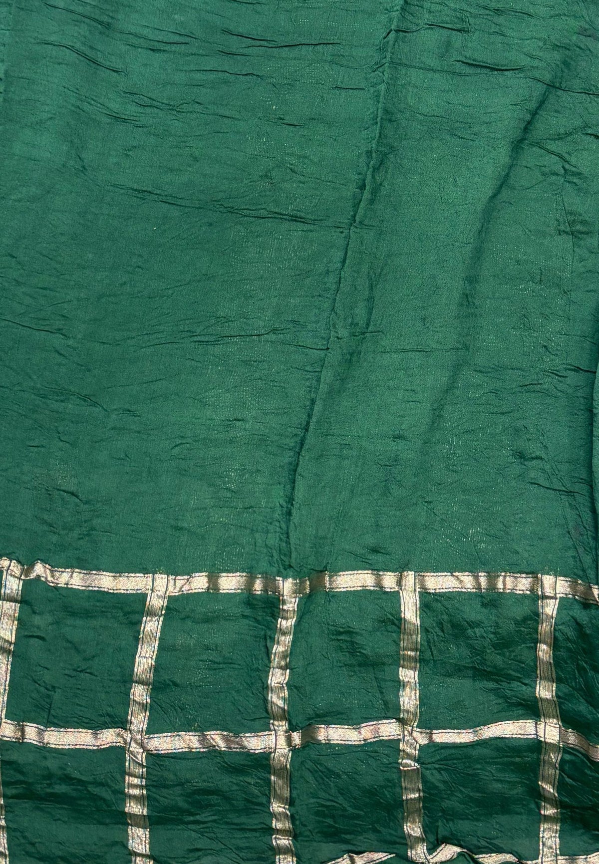Banarasi Bandeji Saree-Green in Zari Checks Border