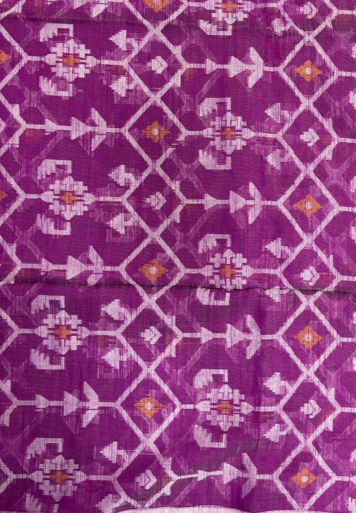 Handloom Cotton Saree-Dusky Blue in Diamond Pattern Border