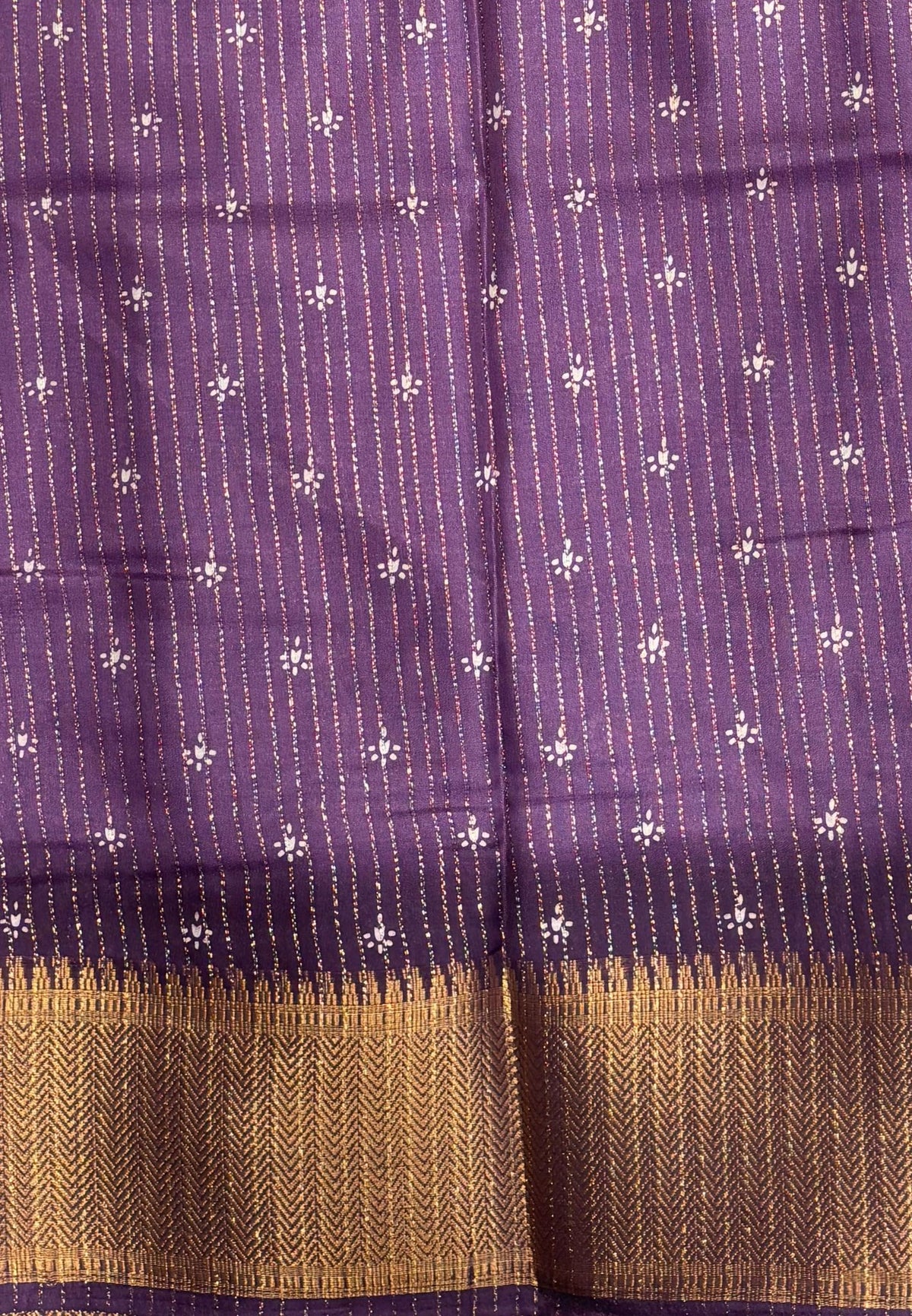 Semi Dola Silk Saree-Purple In Floral Dotwork Border