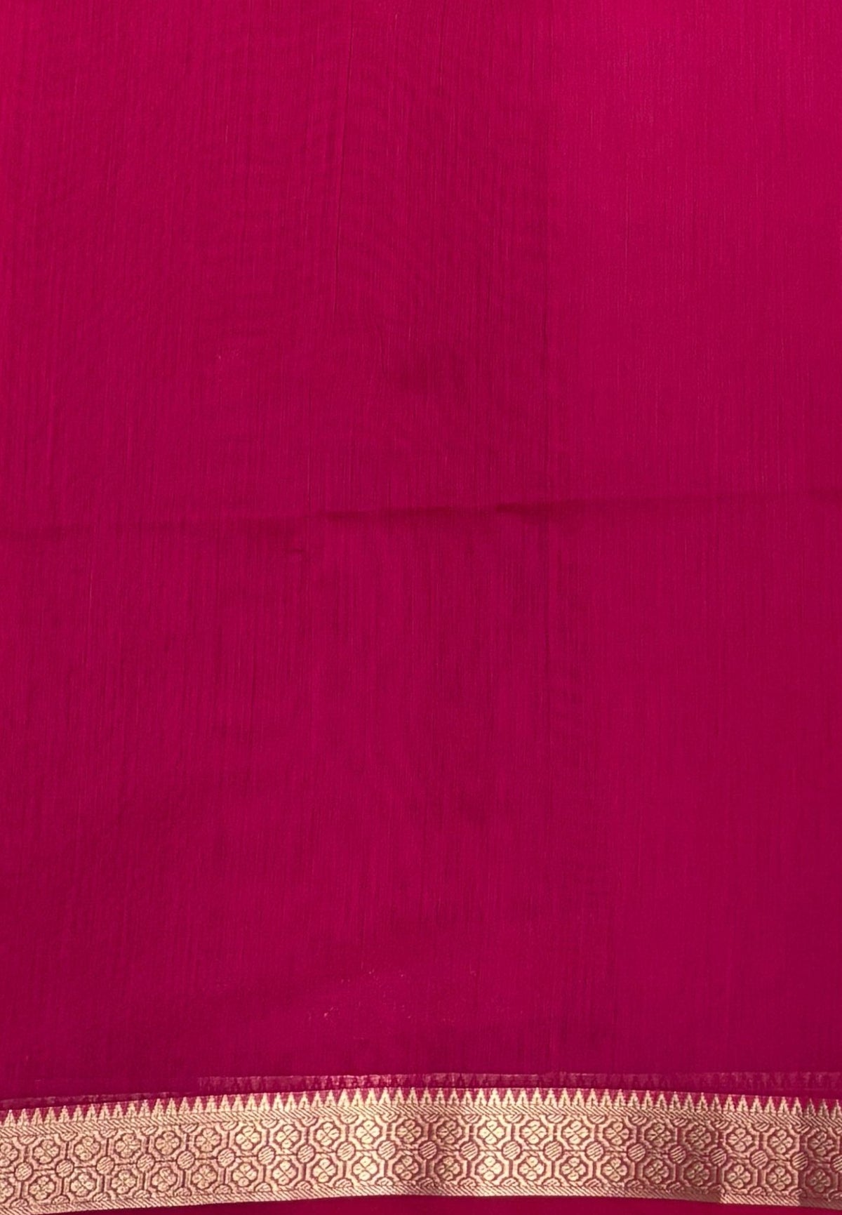 Semi Maheswari Saree-Rani Pink In Multi-Stripe Zari Border