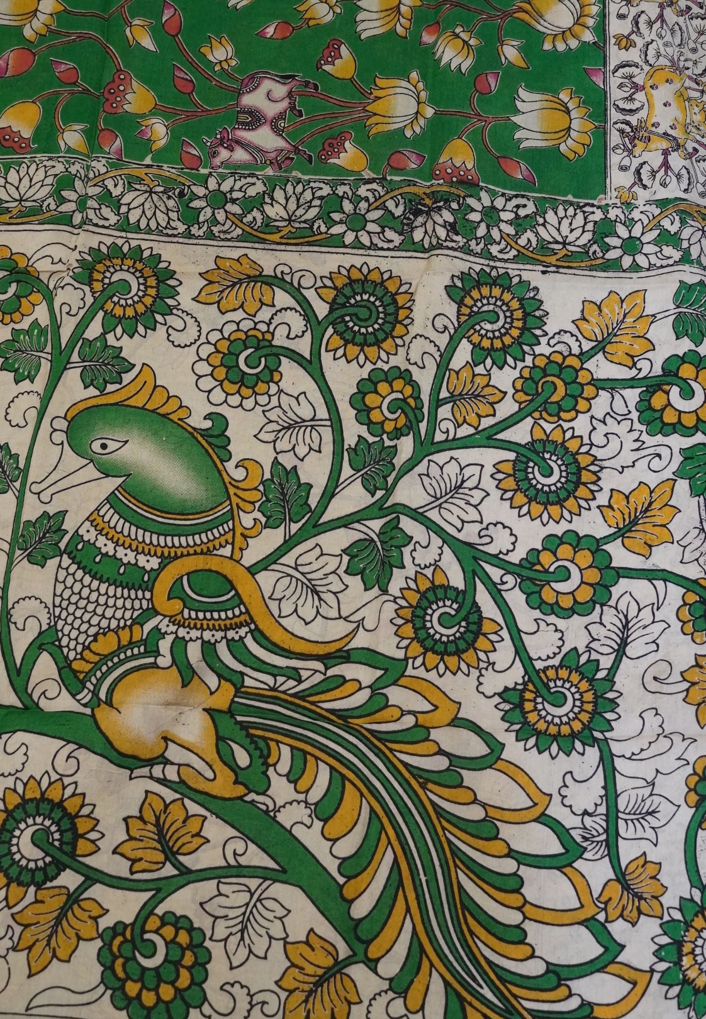 Kalamkari Silk Saree - Green