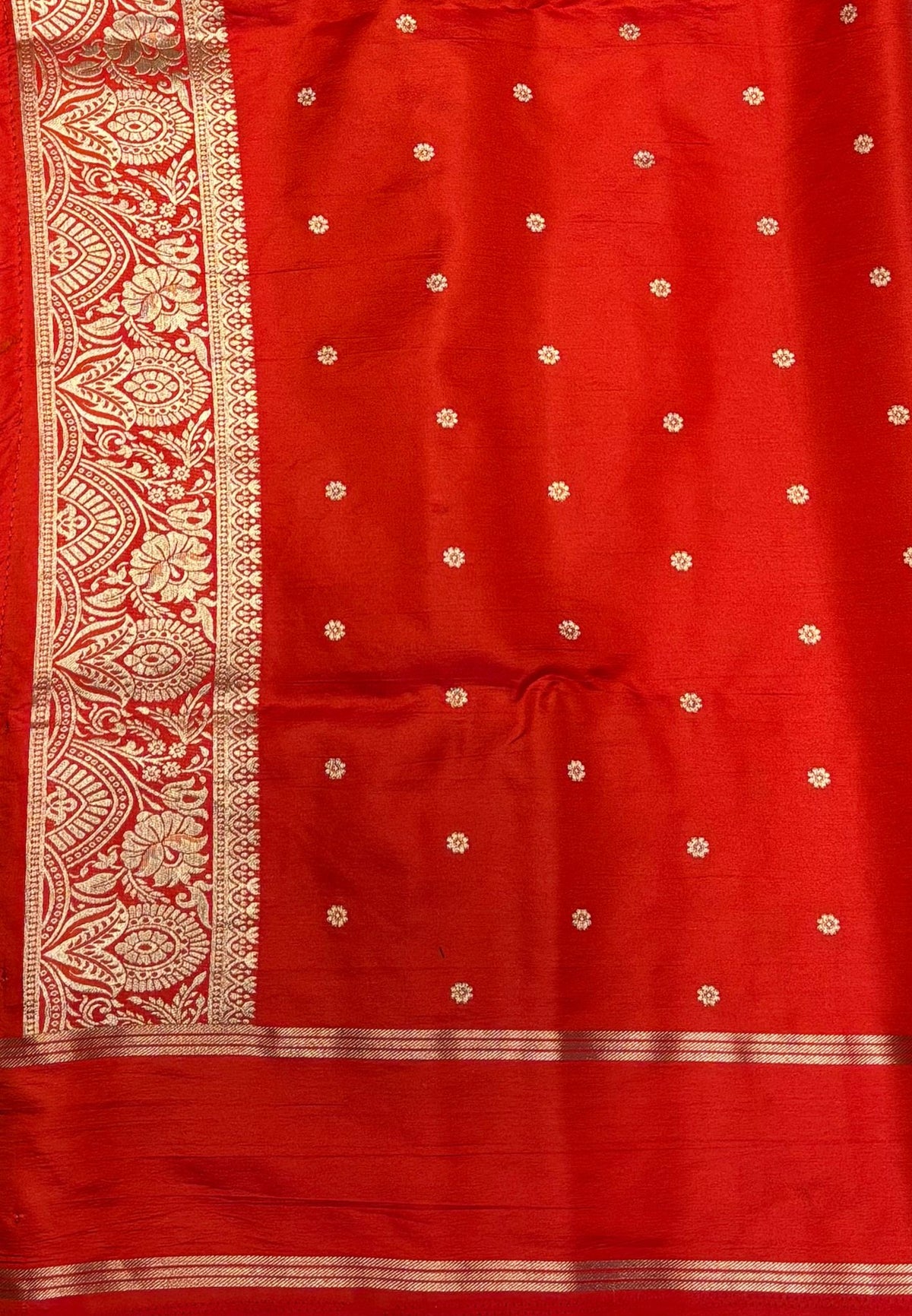 Gaji Silk Saree-Dark Maroon in Butta Retpet Zari with Contrast Border