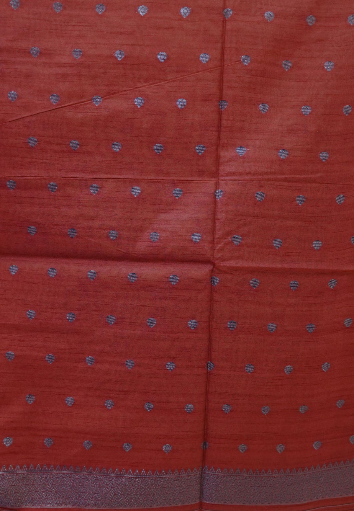 Semi Raw Silk Saree-Mustard in Antique Silver Zari Butta with Tower Border