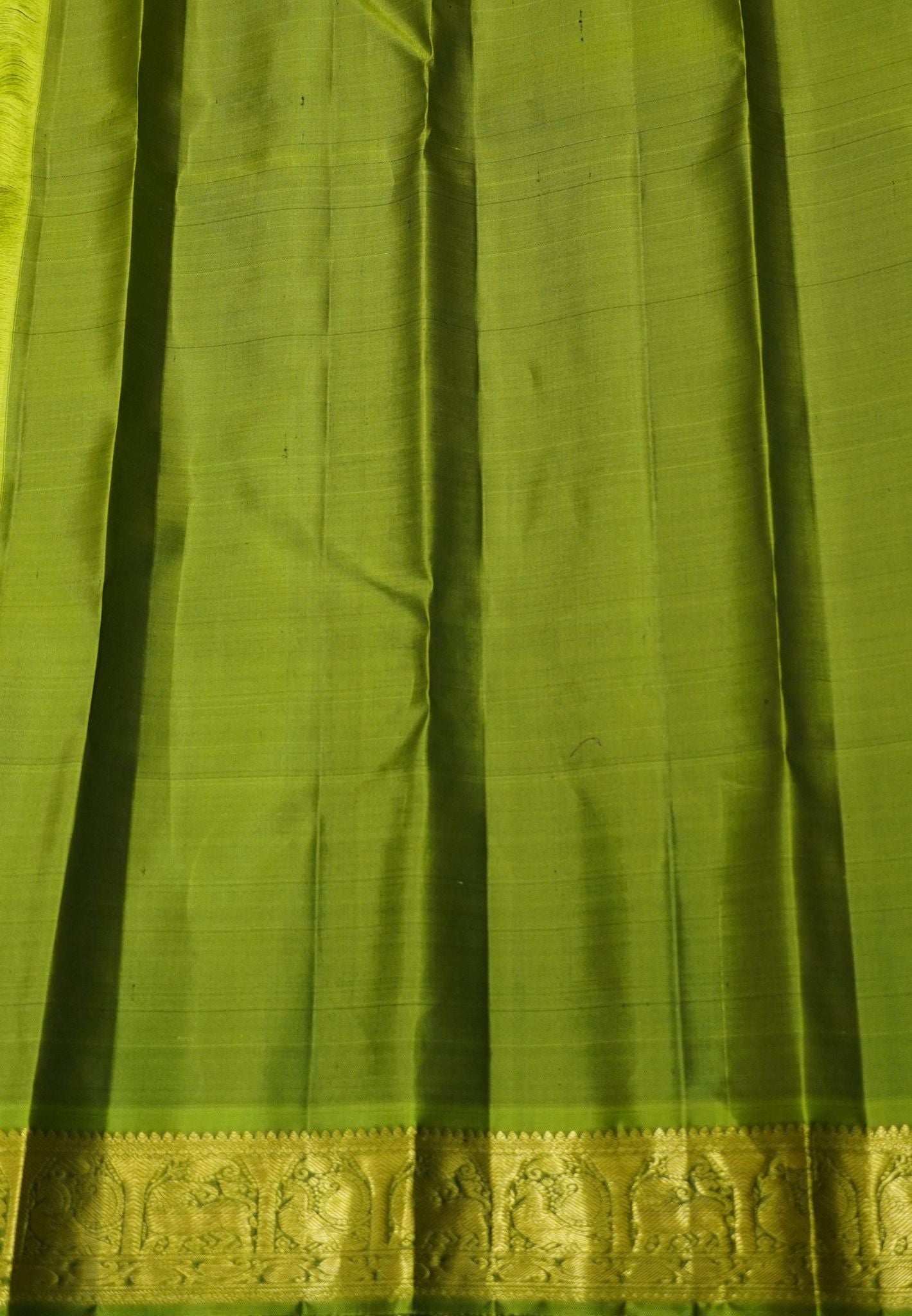 Pure Silk Saree – Royal Wine with Light Green Zari Border