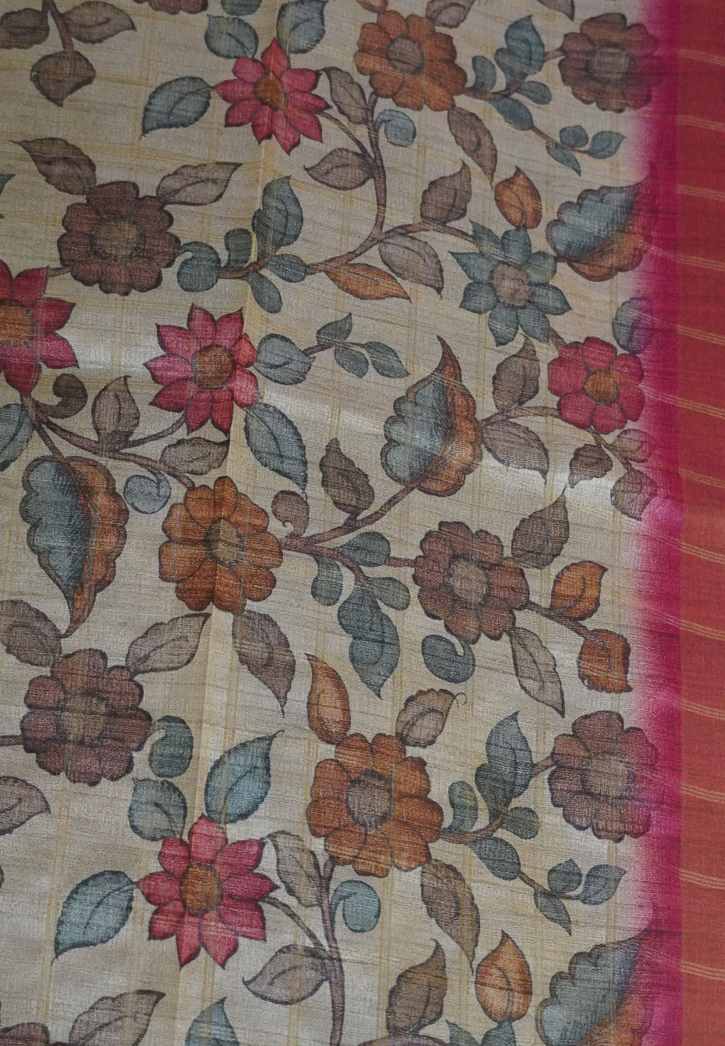 Semi Tussar Saree - Pink
