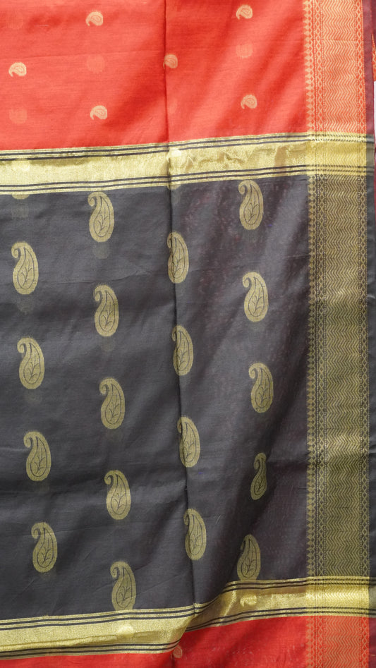Maheswari Cotton Saree Manga Butta-Maroon