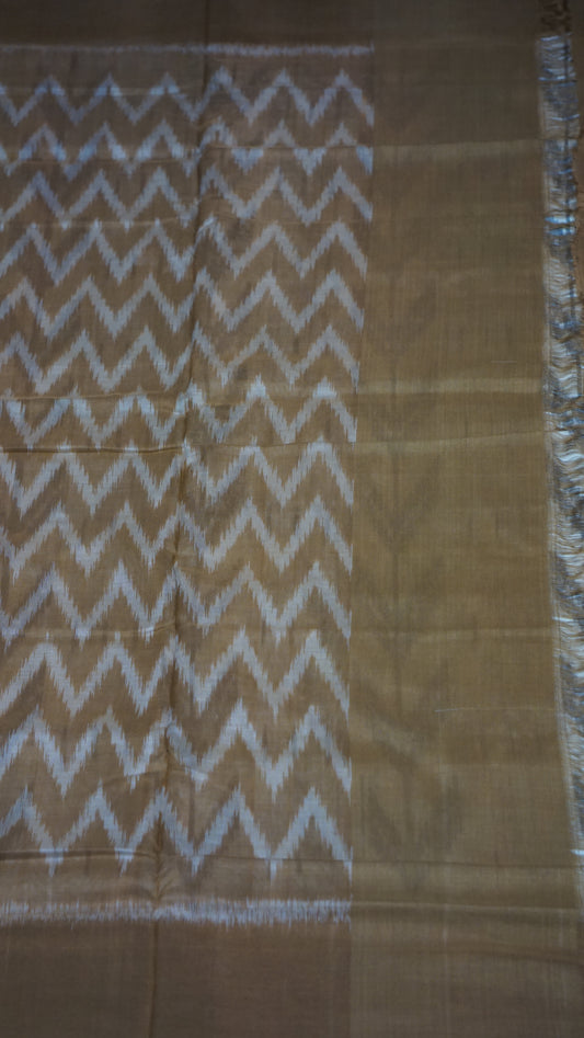 Pochampally Cotton double Ikkat Saree White - Grey