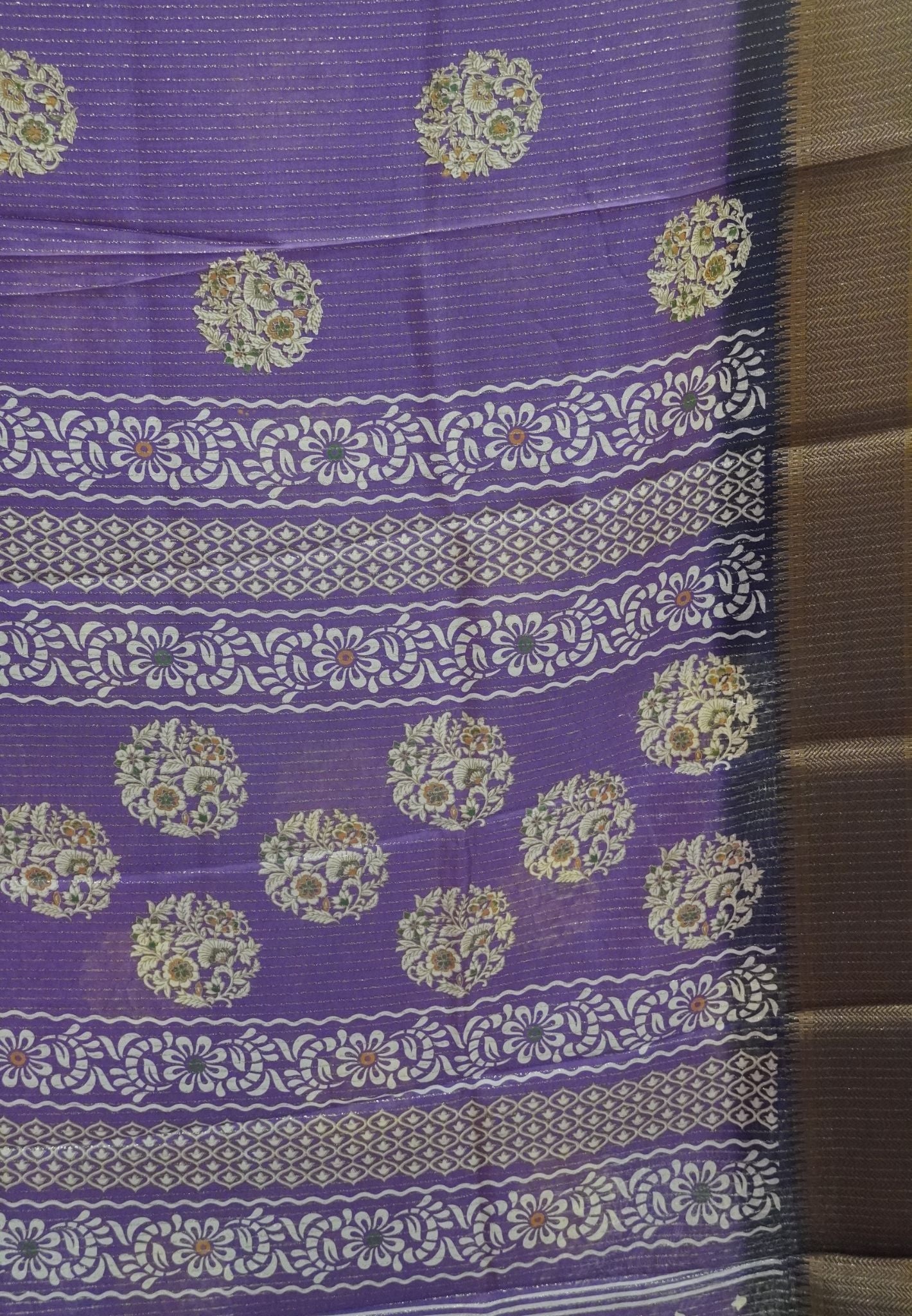 Semi Dola silk saree-Purple with zari lines