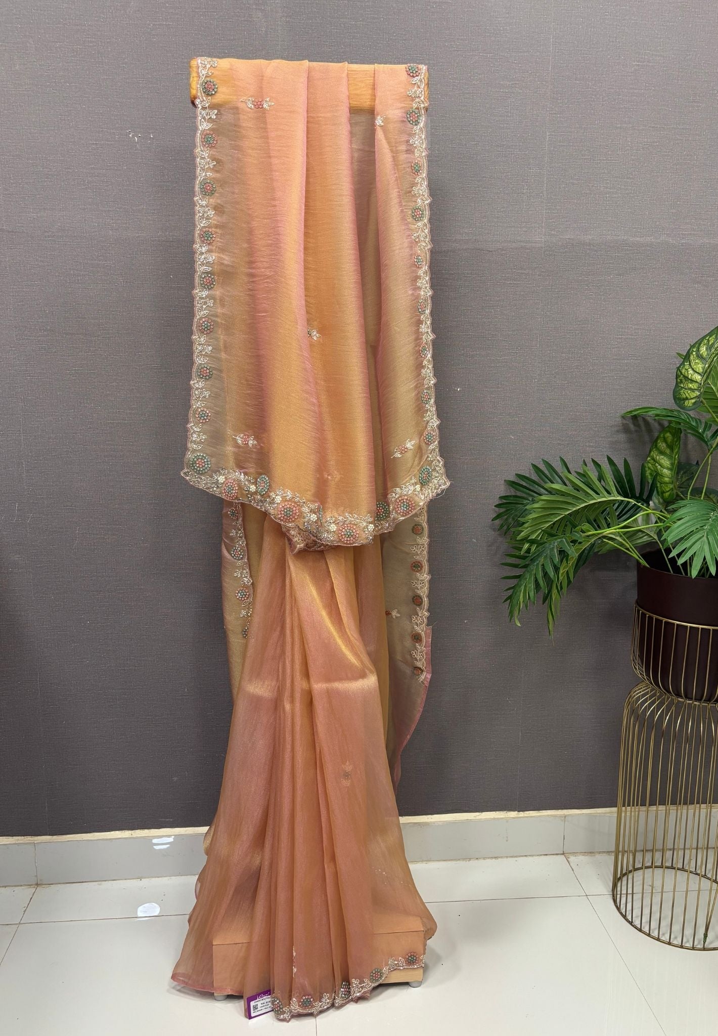 Designer Saree-Light Pale Orange