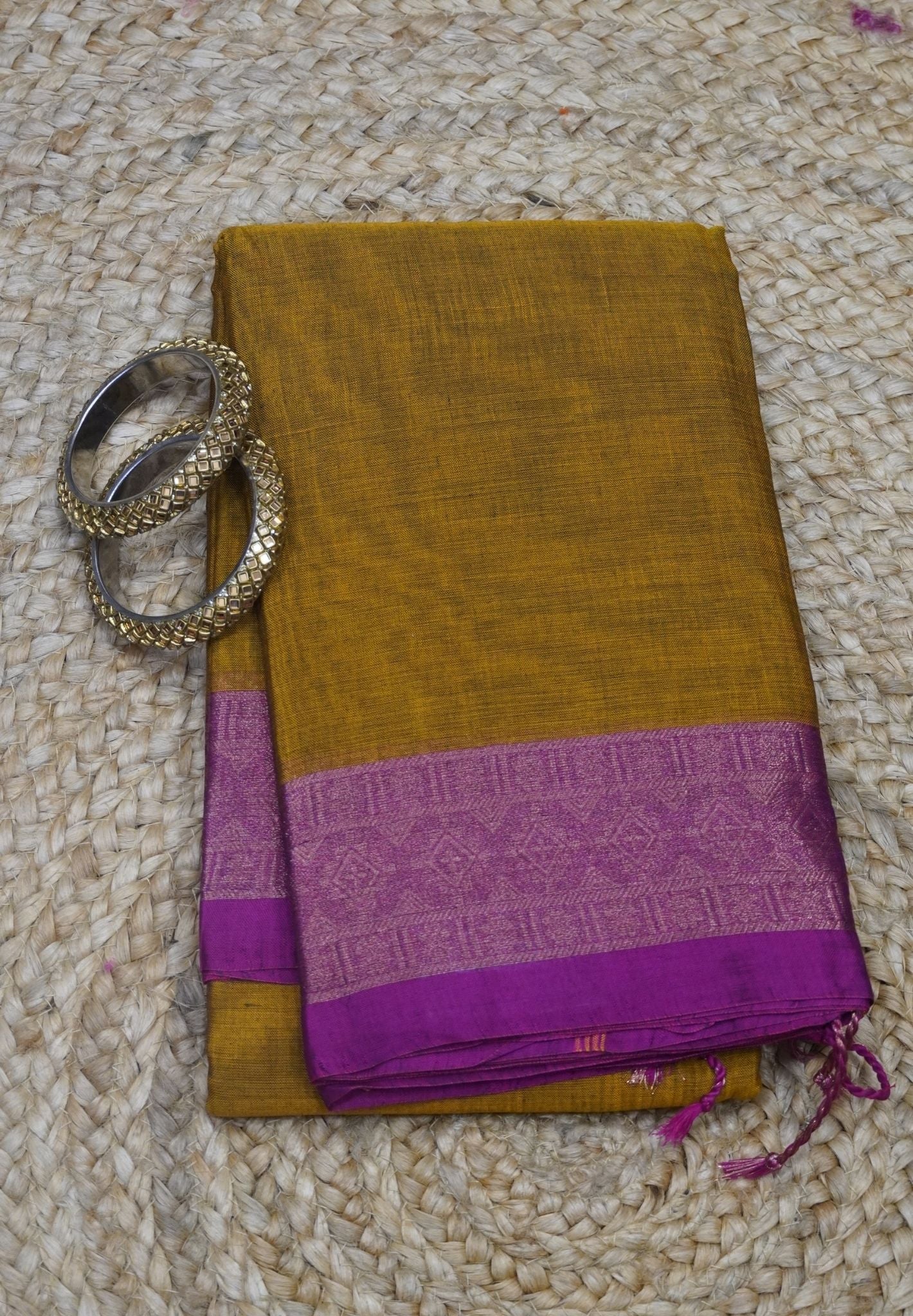 Dakka Cotton Saree - Mustard