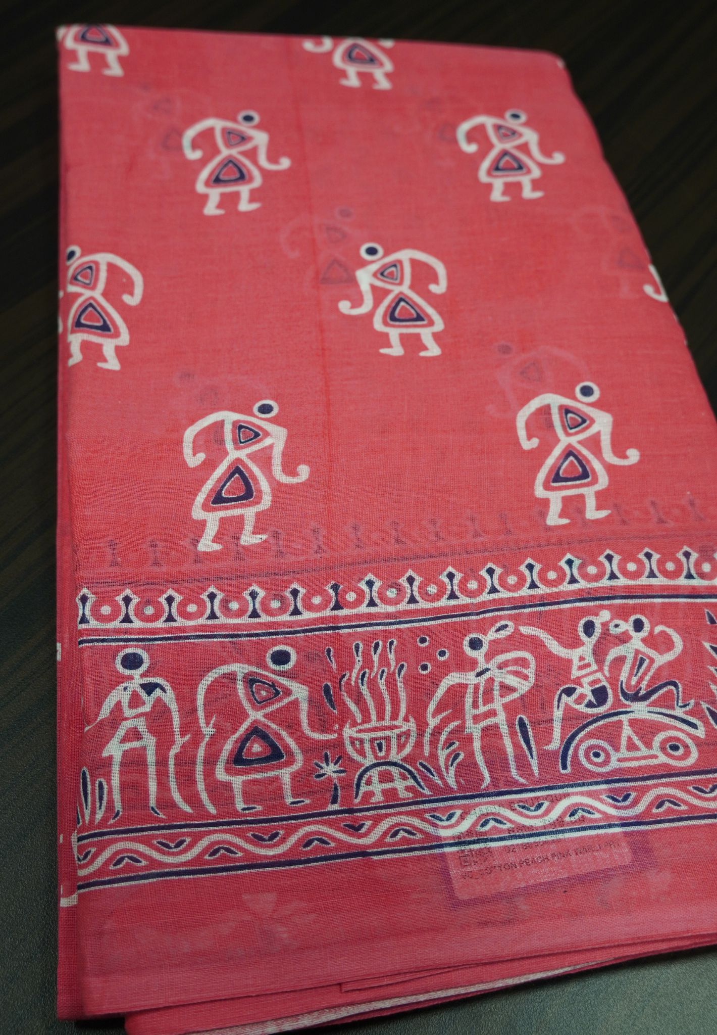 Cotton Saree - Peach Pink