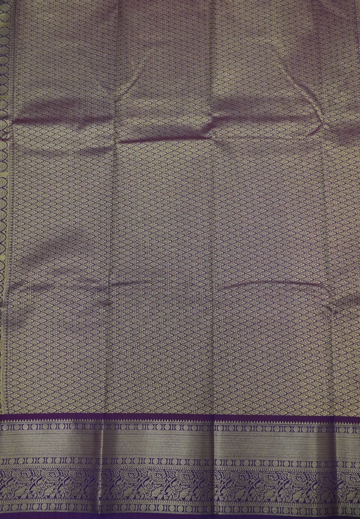 Budget Kanchipuram Saree-Purple in Feather Peacock Buttas
