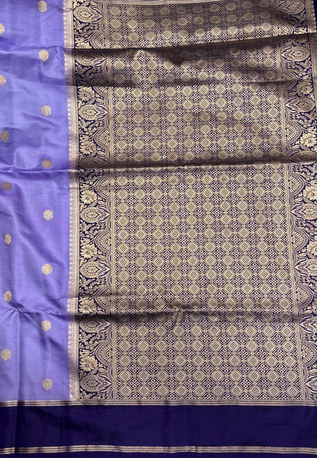 Gaji Silk Saree-Lavender in Butta Retpet Zari Border
