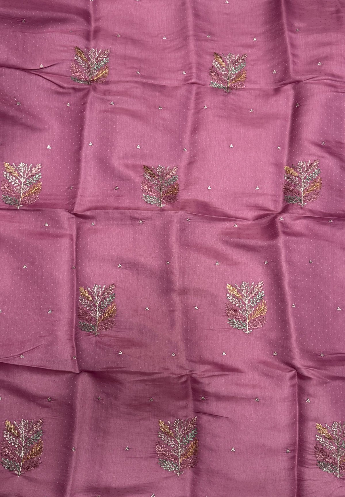 Blueberry Silk Saree-Purple in Leaf Butta Embroidery Border