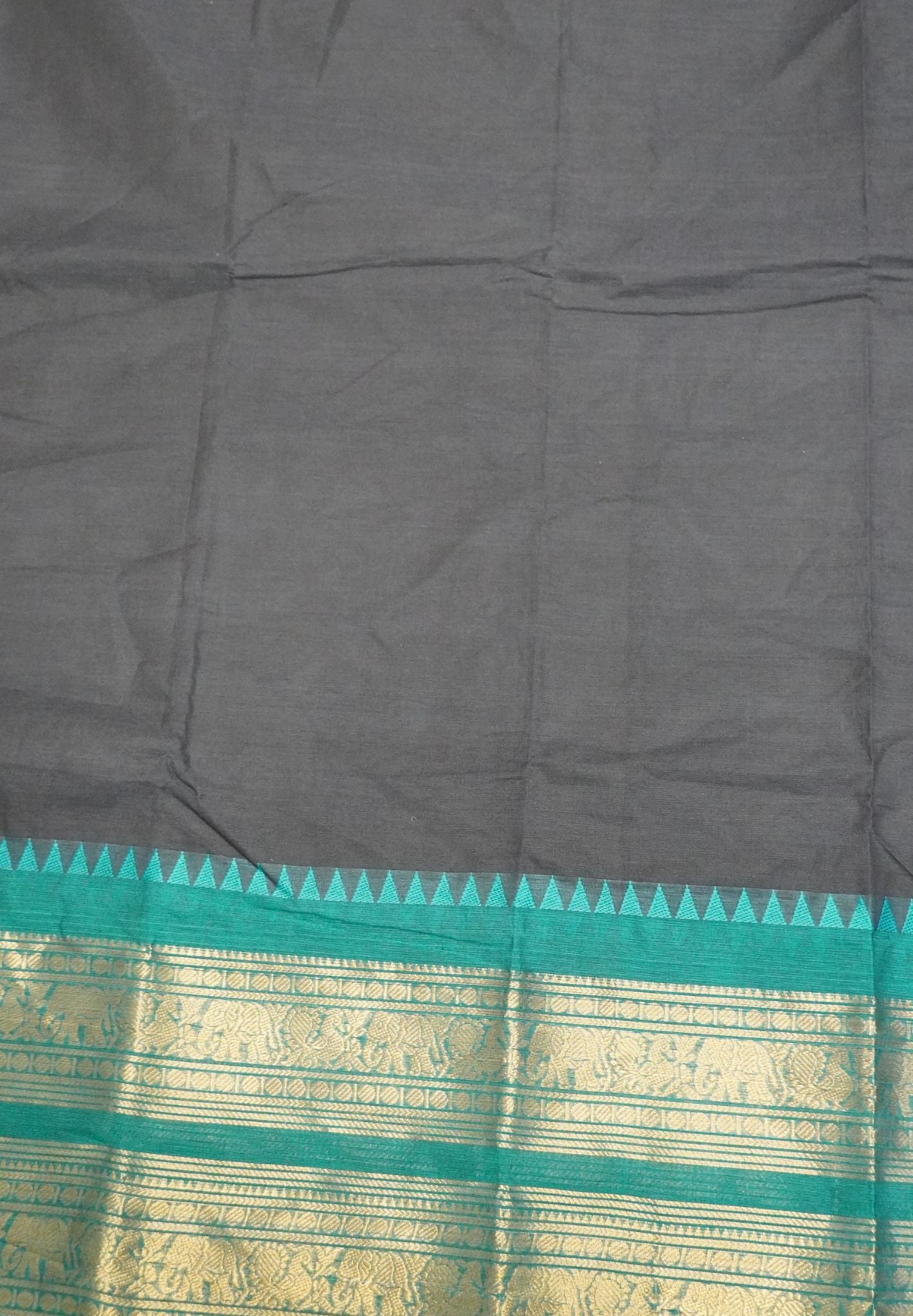 Chettinad Cotton Saree- Black with Contrast Border
