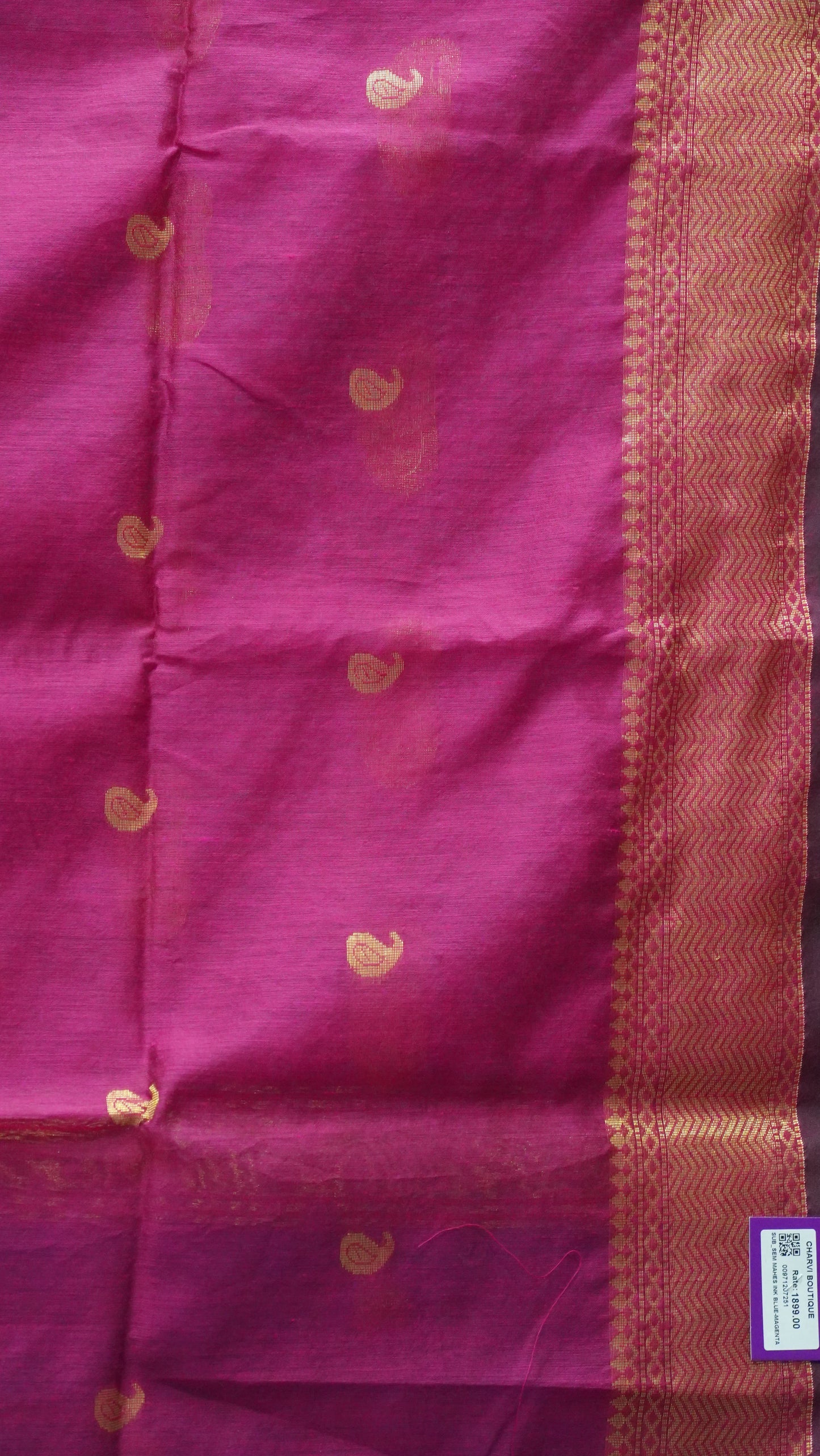 Maheswari Cotton Saree Manga Butta-Ink Blue