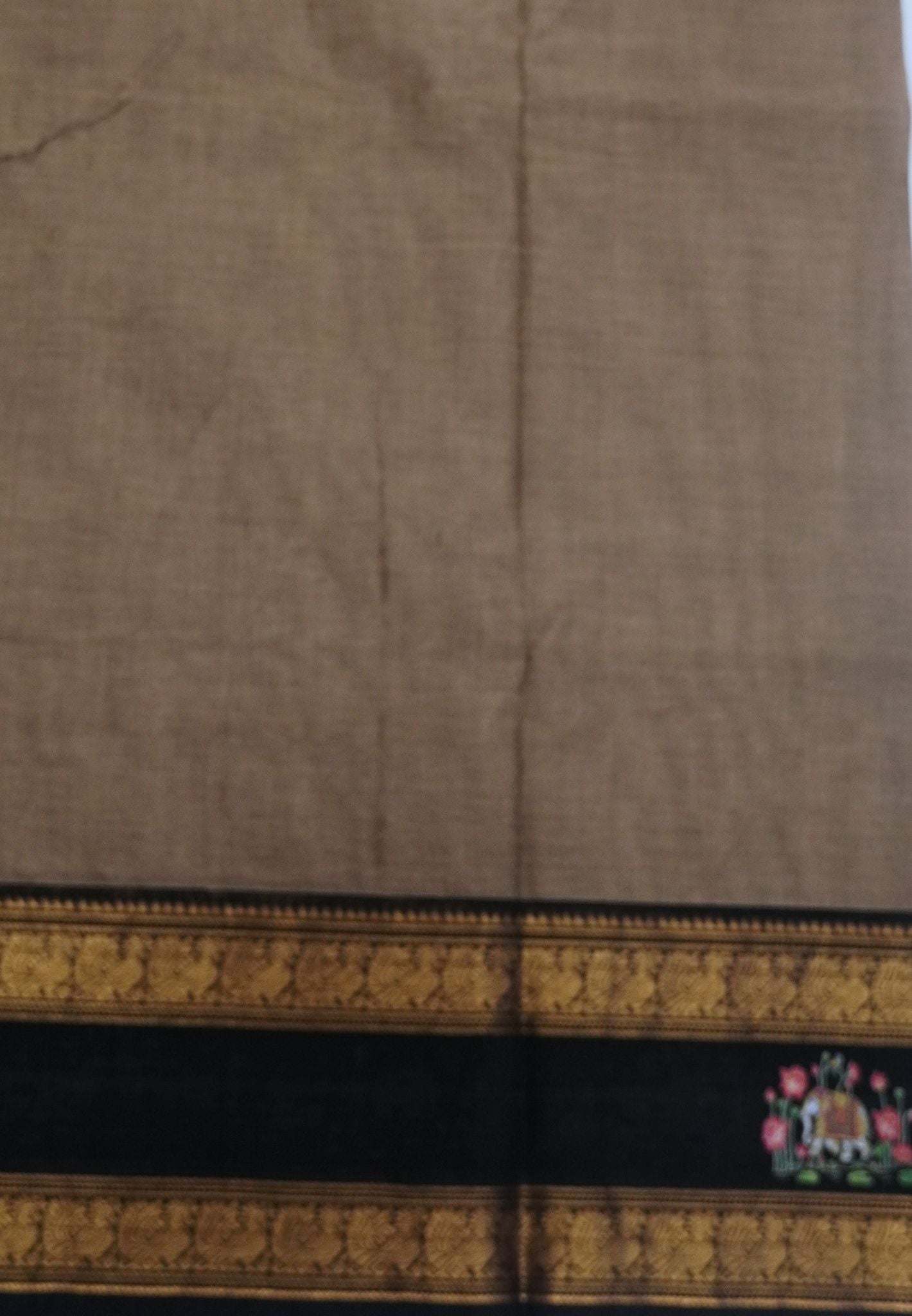 Chettinad Cotton Saree- Beige with Pichwai Tanjore Print
