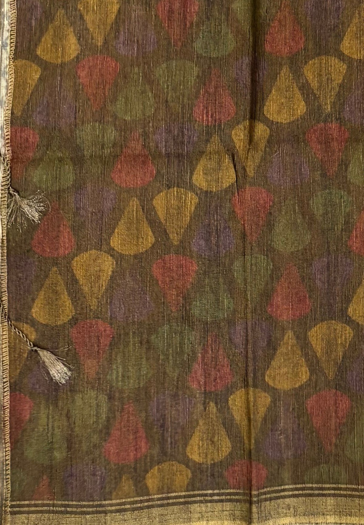 Matka Tussar saree -Mehndi Green