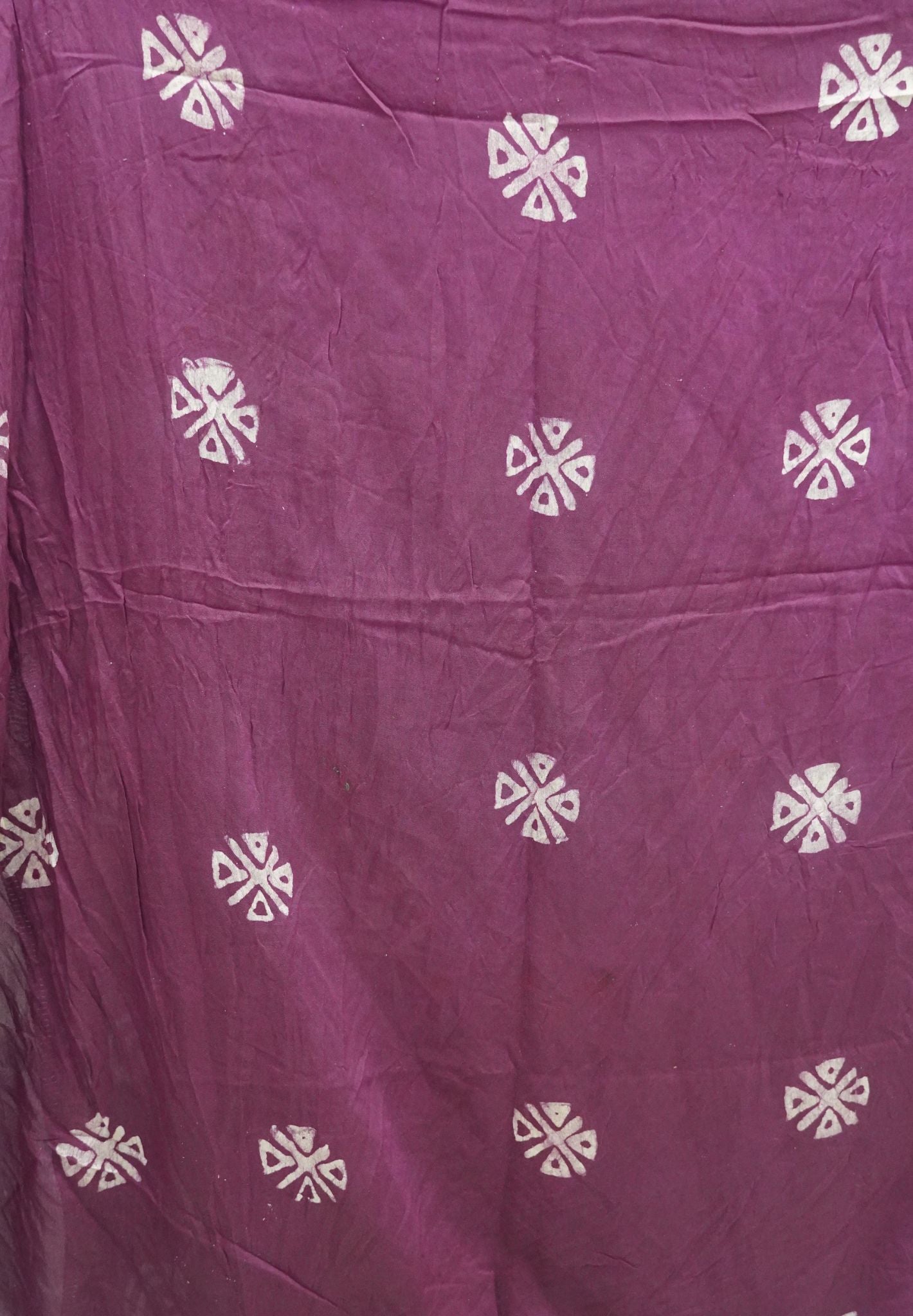 Batick Cotton Saree- Wine with Sequence Work