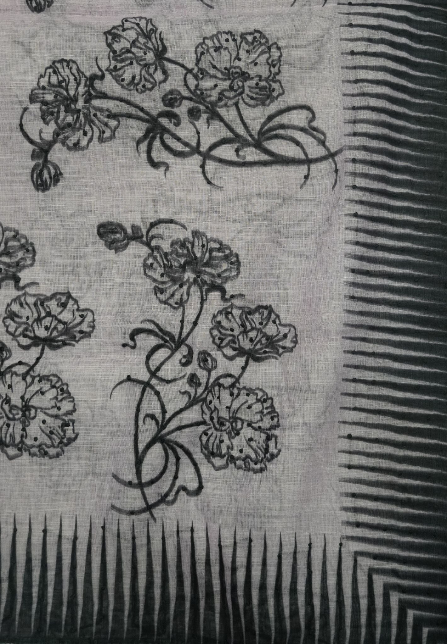 Linen Cotton Saree- Light Purple with French Knot