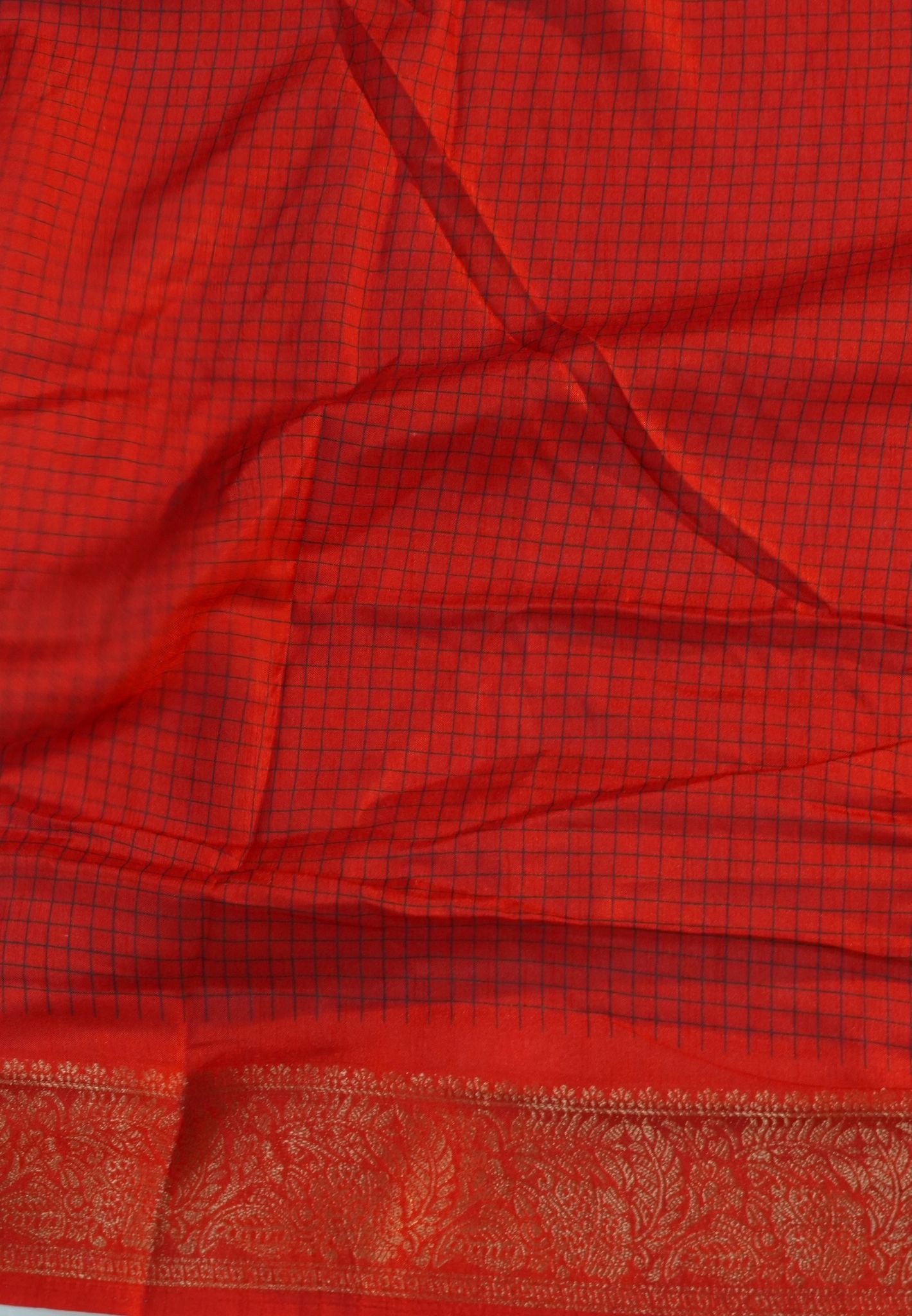 Semi Dola Saree-Green in Checked Pattern