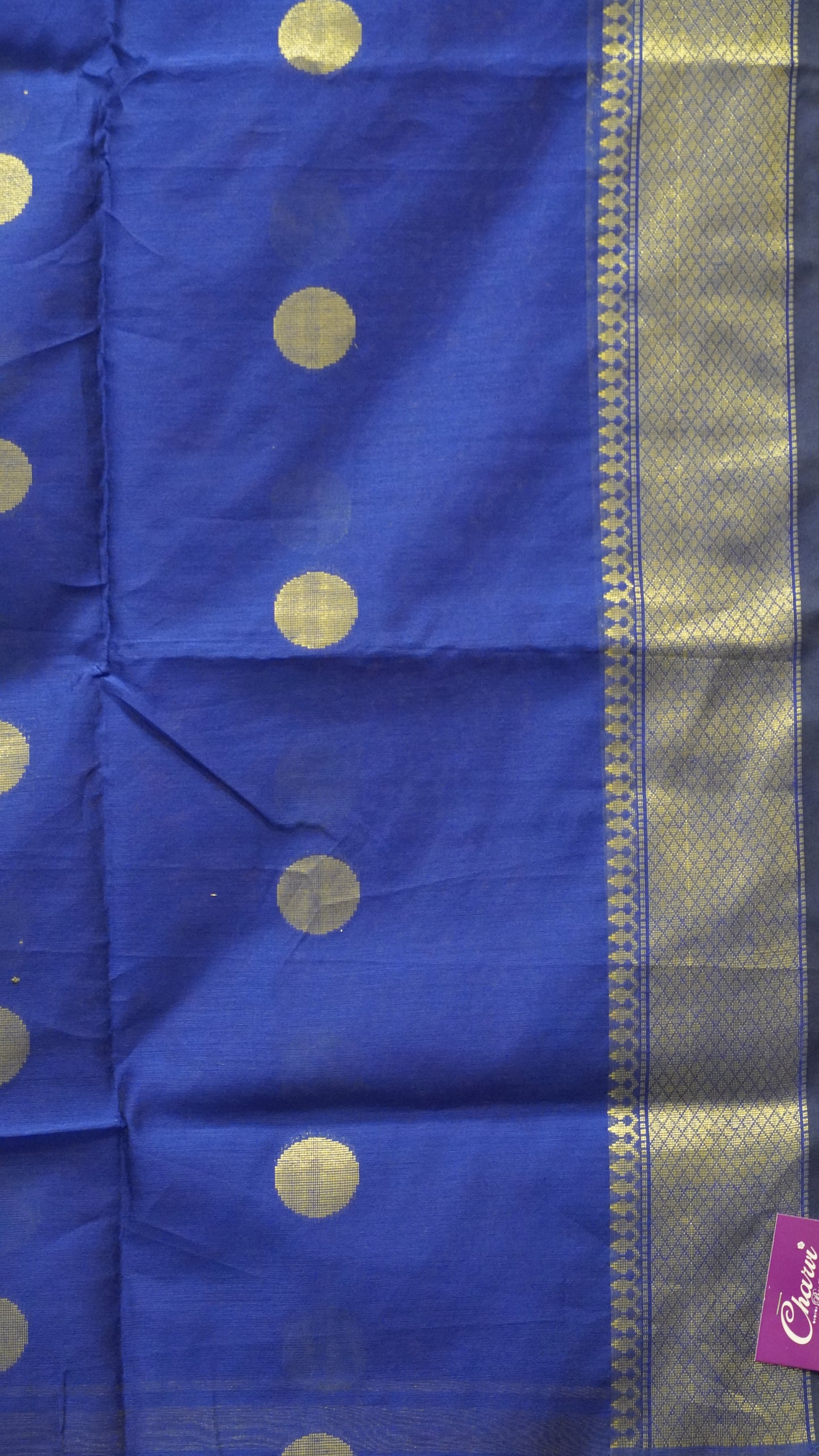 Maheswari Cotton Saree Round Butta-Purple