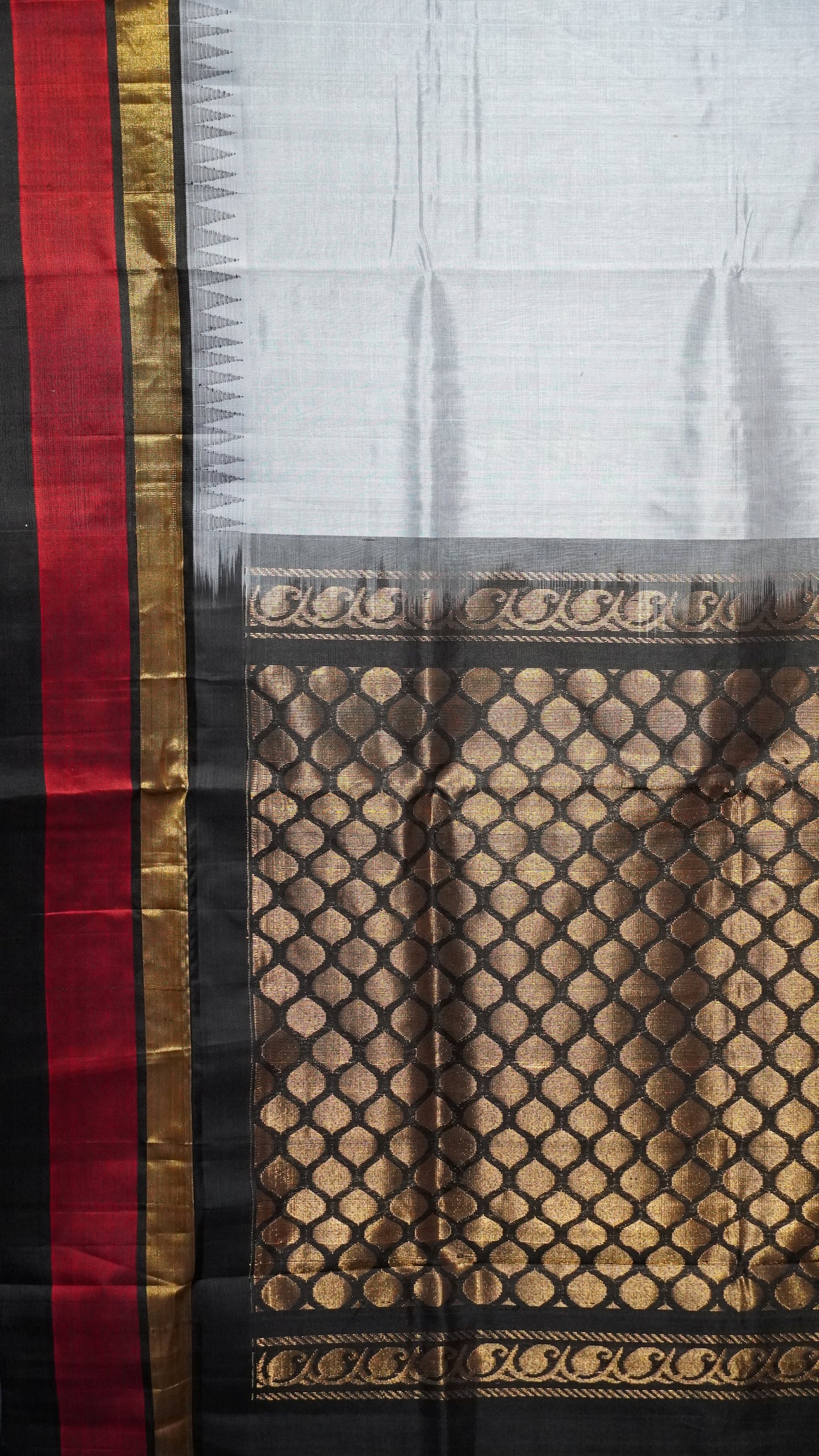 Silk Cotton Saree Kadhi Grey