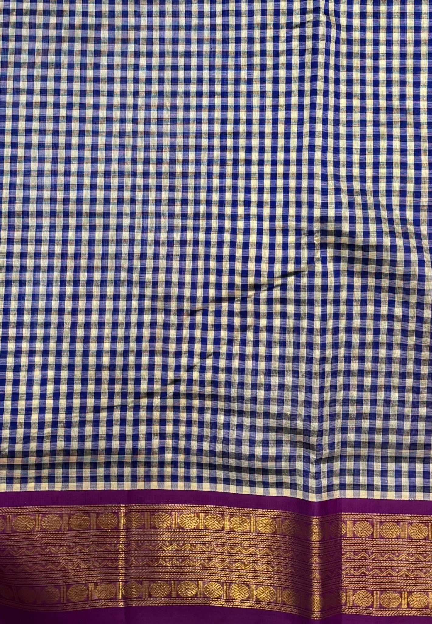 Pure Silk Cotton Saree-Blue In Kalyani Zari With Contrast Border