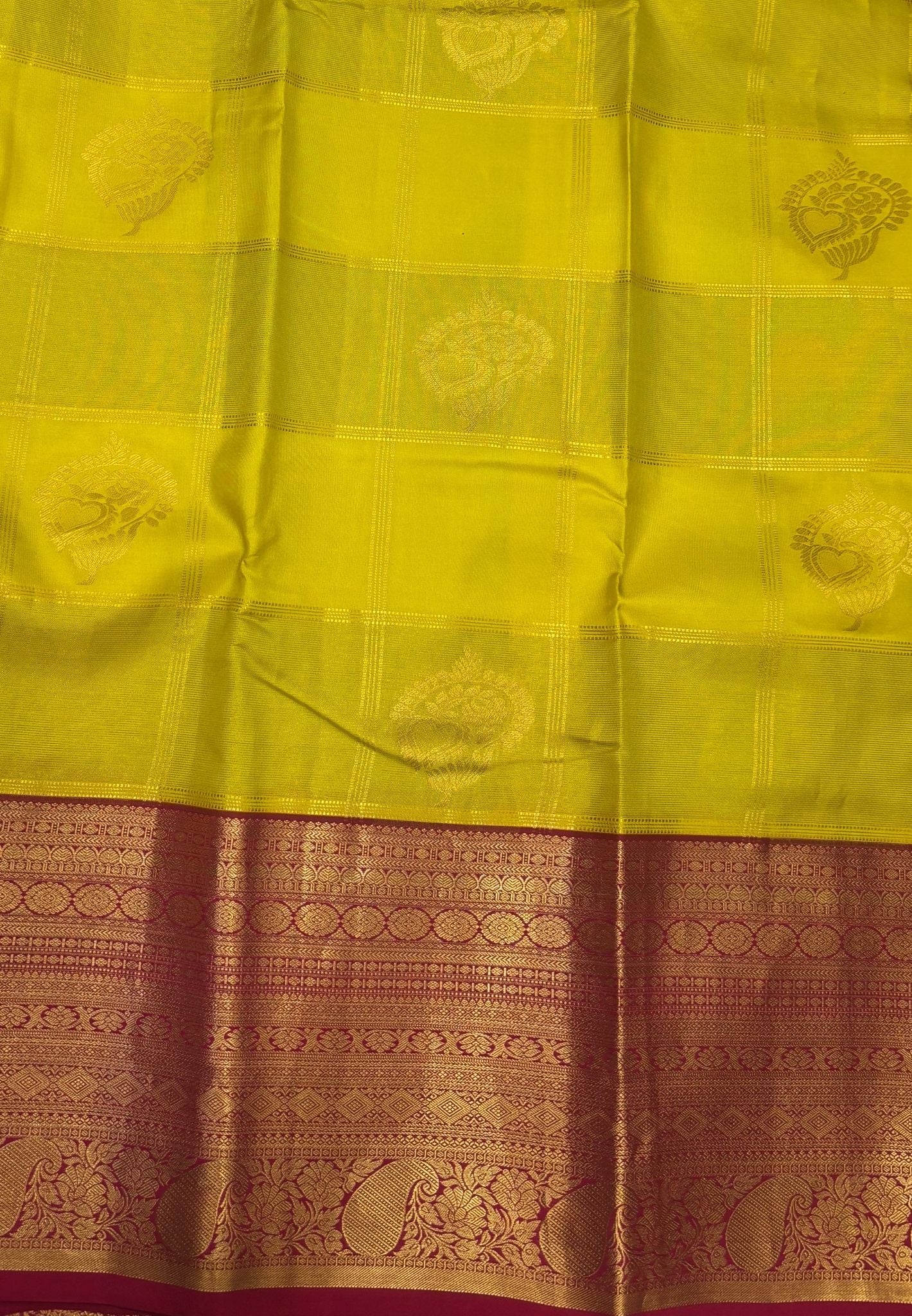 Pure Kanchipuram Silk Saree -Yellow Red