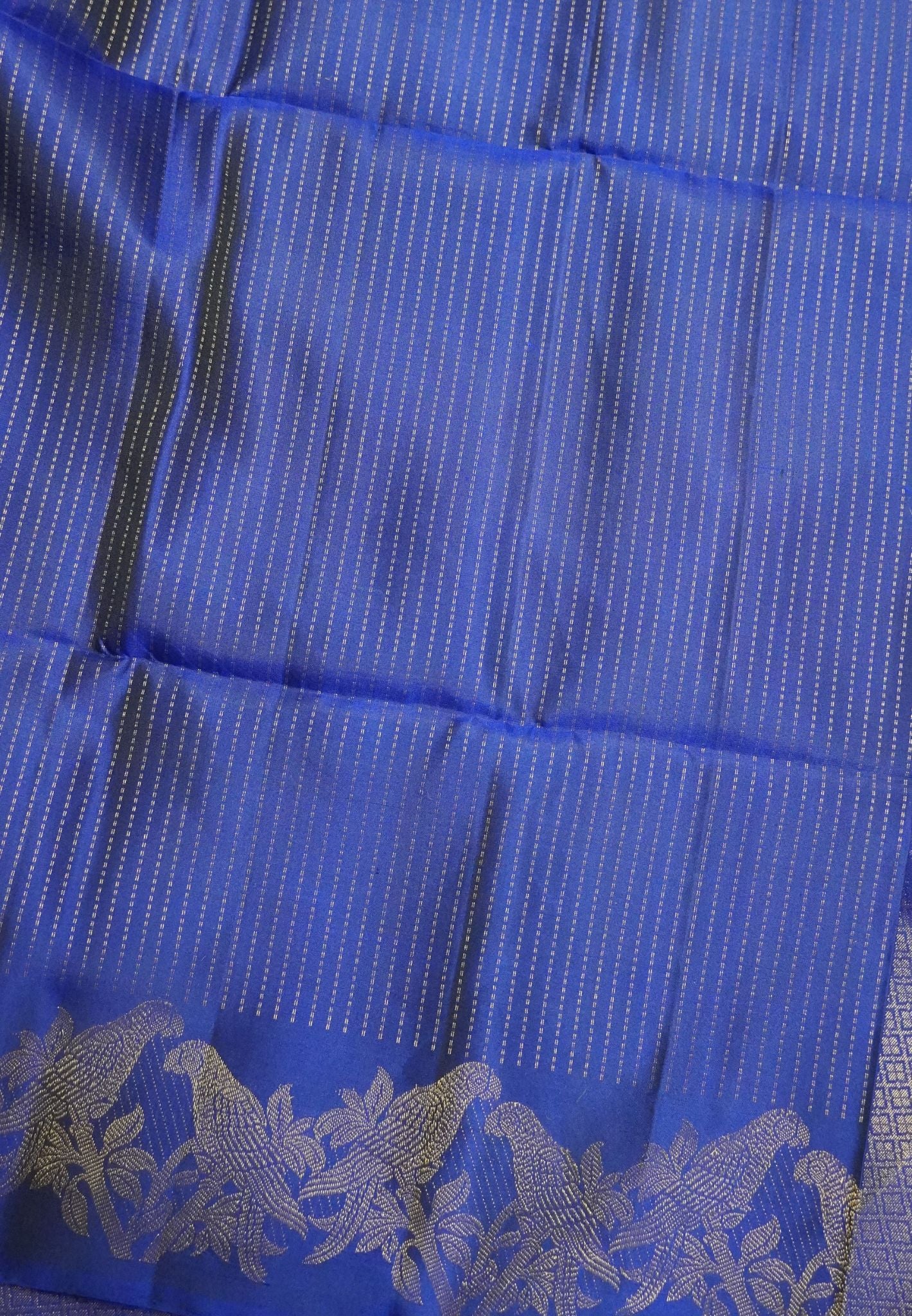 Pure Soft Silk Saree-Royal blue Zari lines with Parrot Border