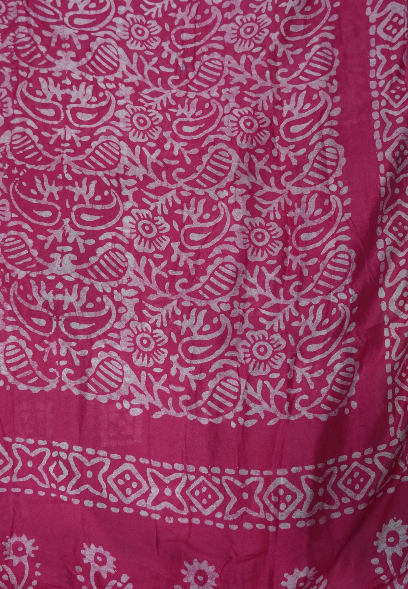 Cotton Saree-Pink with Batik Print