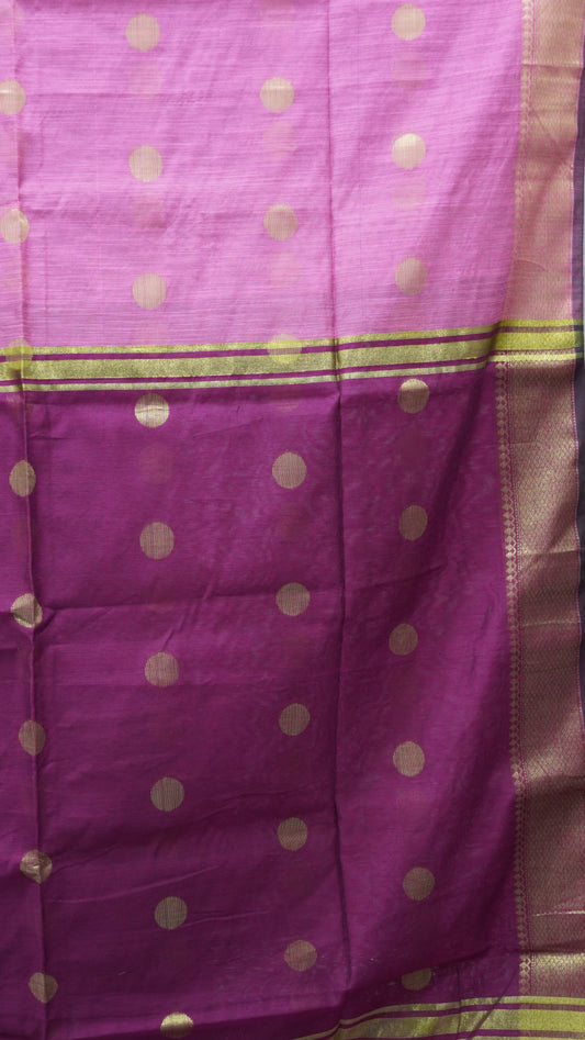 Maheswari Cotton Saree Round Butta-Pink