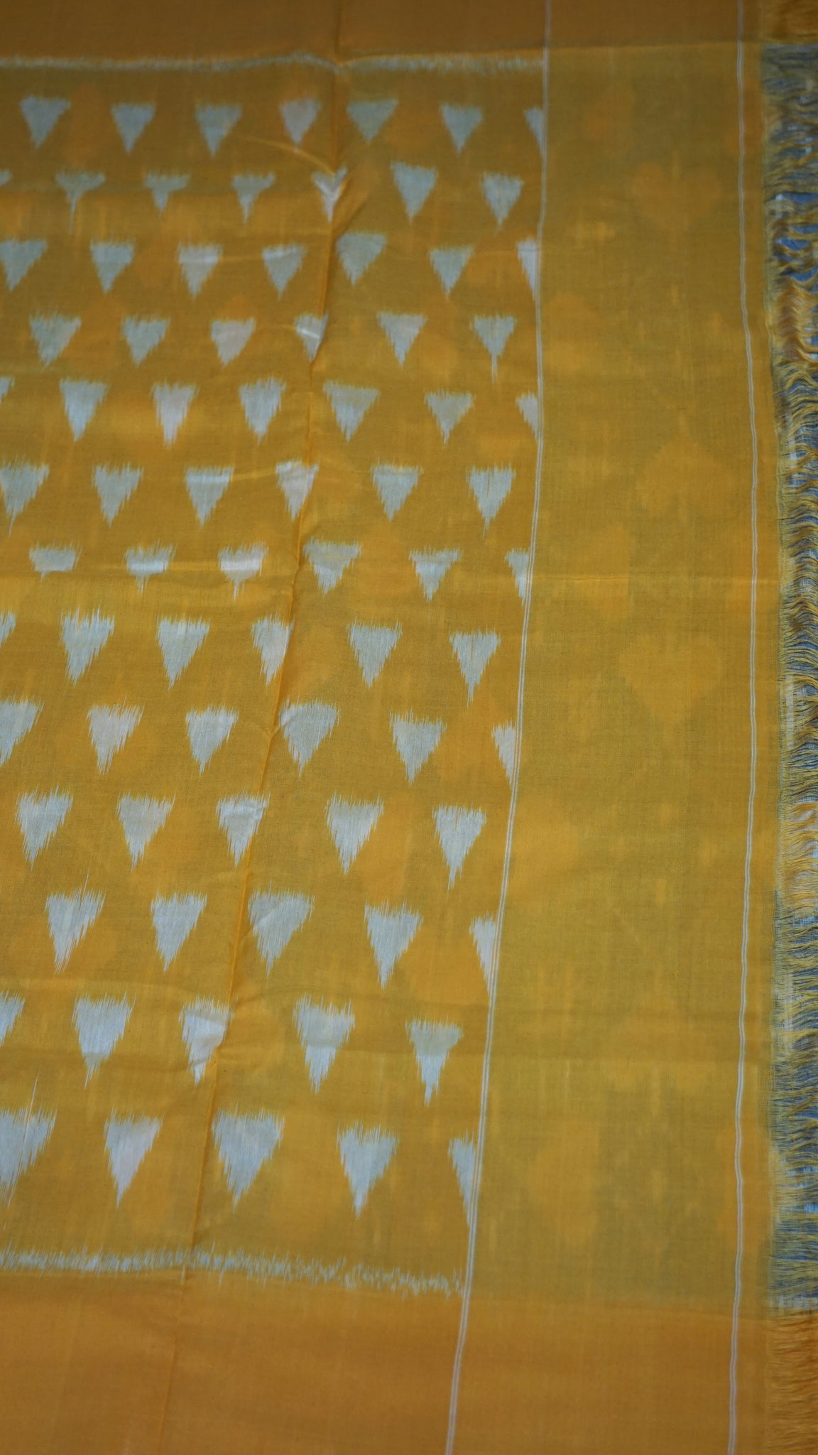 Pochampally Cotton double Ikkat Saree Grey - Orange