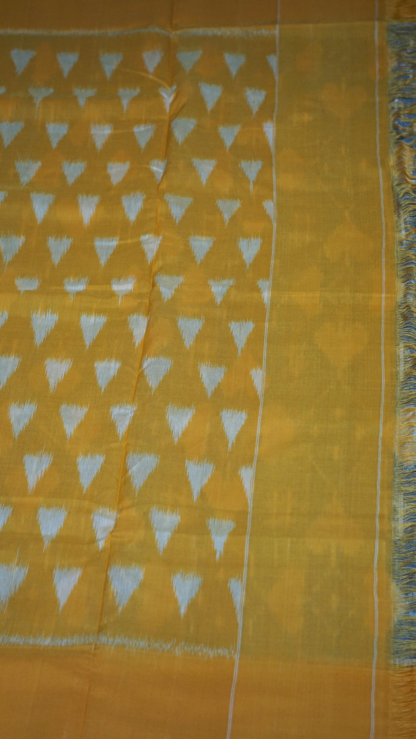 Pochampally Cotton double Ikkat Saree Grey - Orange
