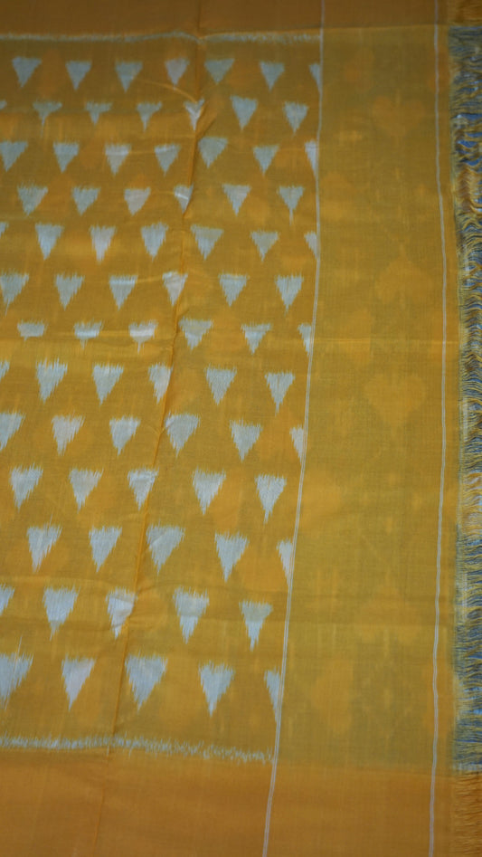 Pochampally Cotton double Ikkat Saree Grey - Orange